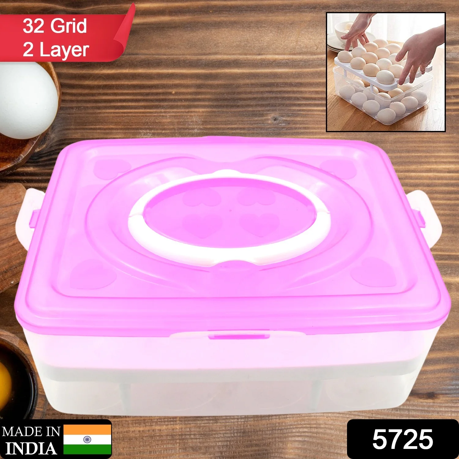 2 Layer 32 Grid Egg Tray with Lid Carrier Holder1 Pc - Image 2
