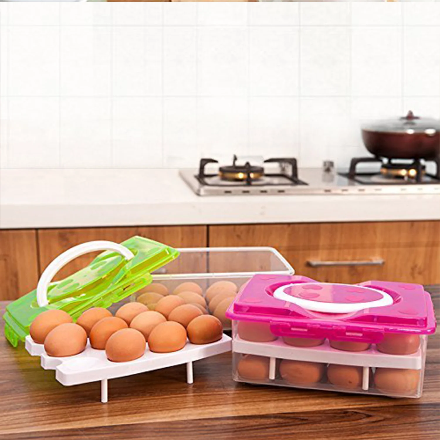 2 Layer 32 Grid Egg Tray with Lid Carrier Holder1 Pc - Image 3