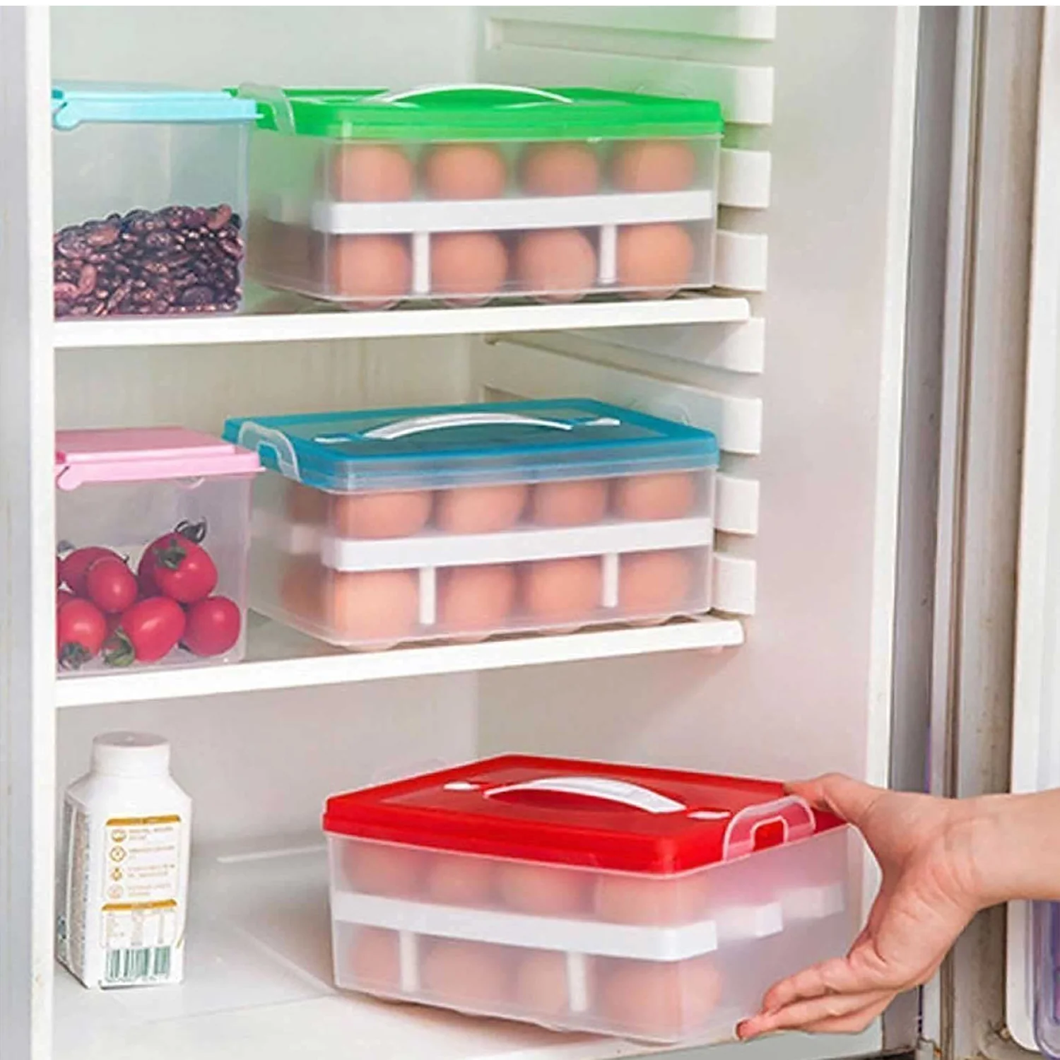 2 Layer 32 Grid Egg Tray with Lid Carrier Holder1 Pc - Image 6