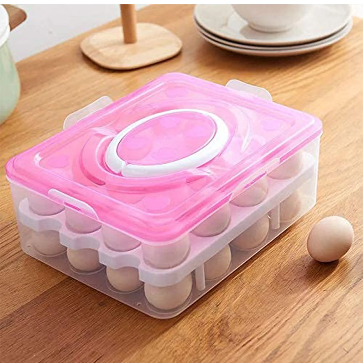2 Layer 32 Grid Egg Tray with Lid Carrier Holder1 Pc - Image 7