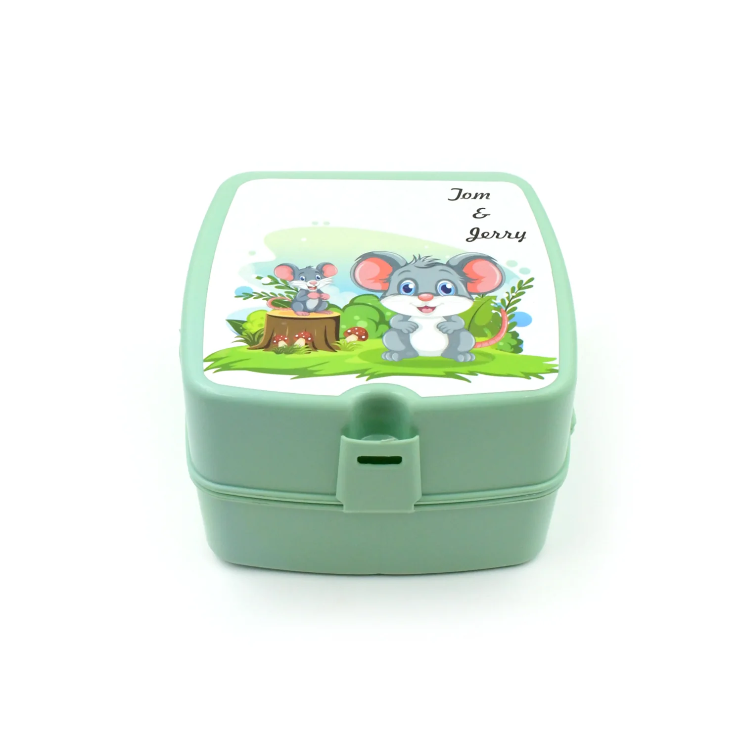 Double-Layer Square Lunch Box with Spoon , 4 Compartment Tiffin & Push Lock - Image 4