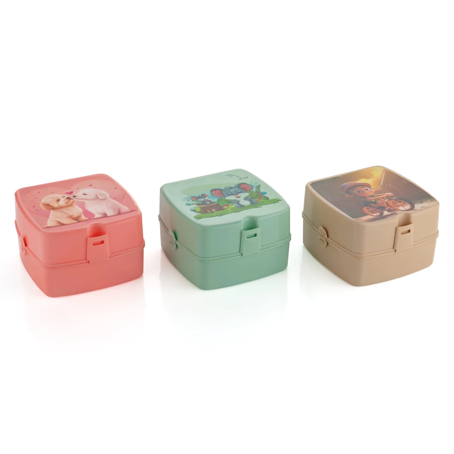 Double-Layer Square Lunch Box with Spoon , 4 Compartment Tiffin & Push Lock - Image 6