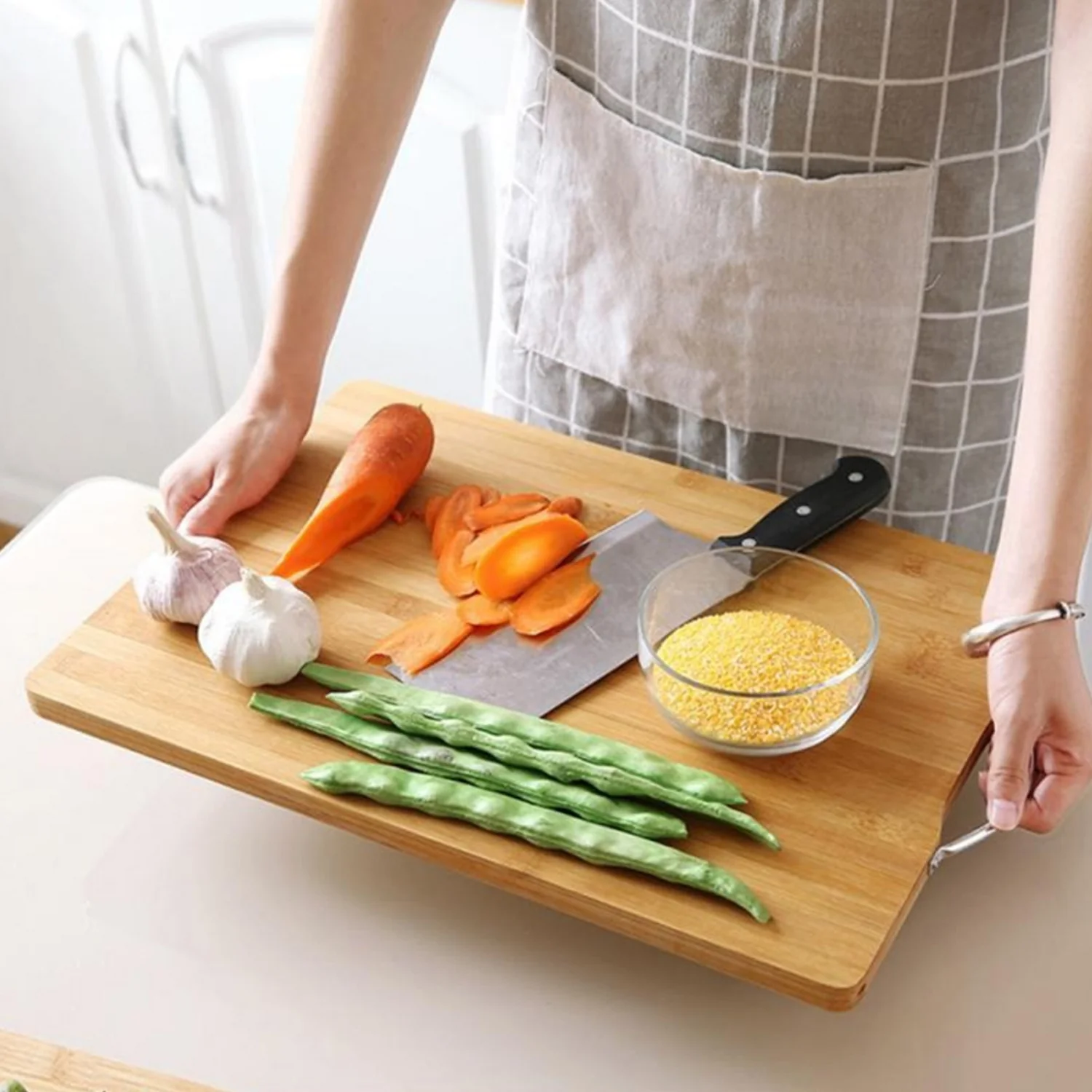 Wooden Chopping Board Big Size Kitchen Chopping Board Household Cutting Board Knife Board Vegetable Cutting and Fruit Multi-purpose Steel Vs Wooden Sticky Board Cutting board For Kitchen Use - Image 6