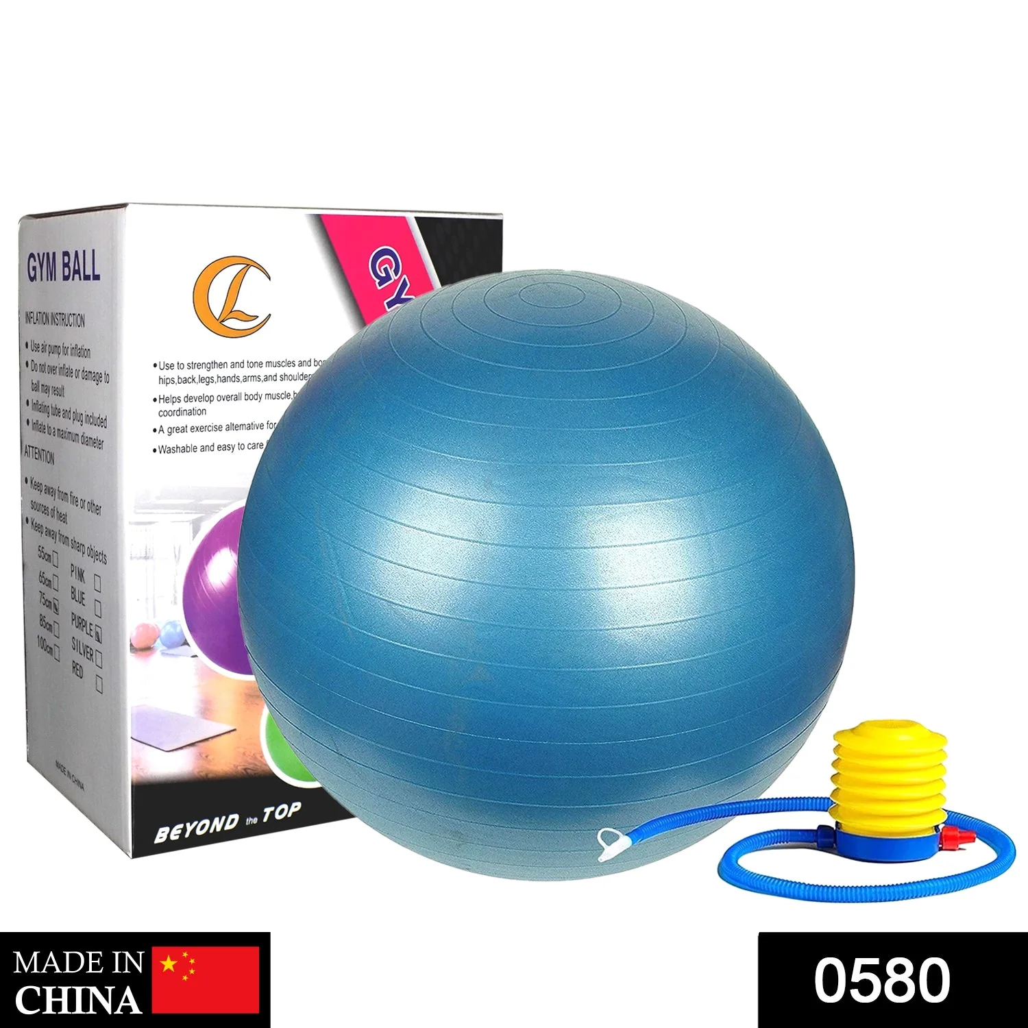 Anti-Burst Gym Ball with Pump (75 cm) - Image 2