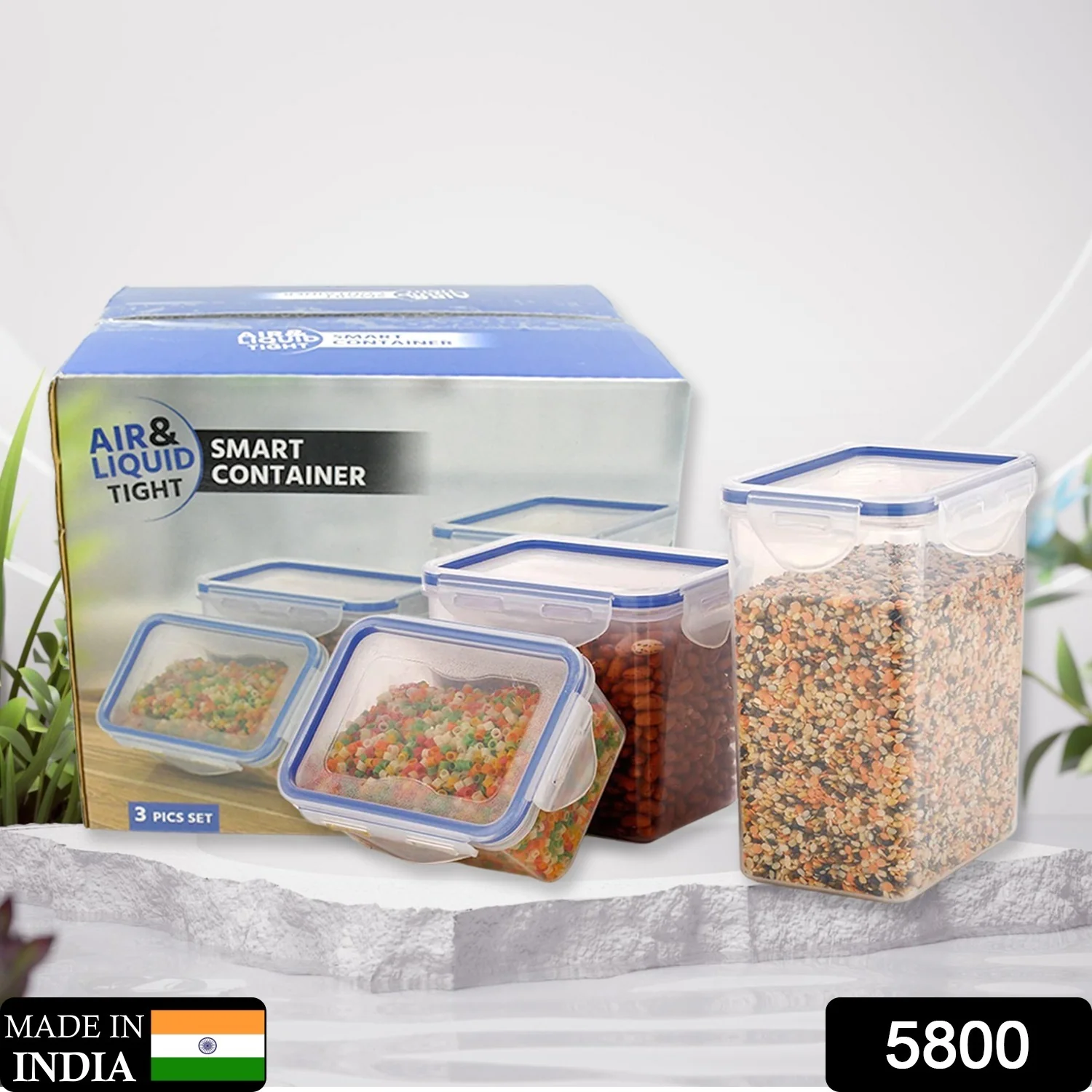 Set of 3 Rectangular Airtight Food Storage Containers with Lids - Image 2