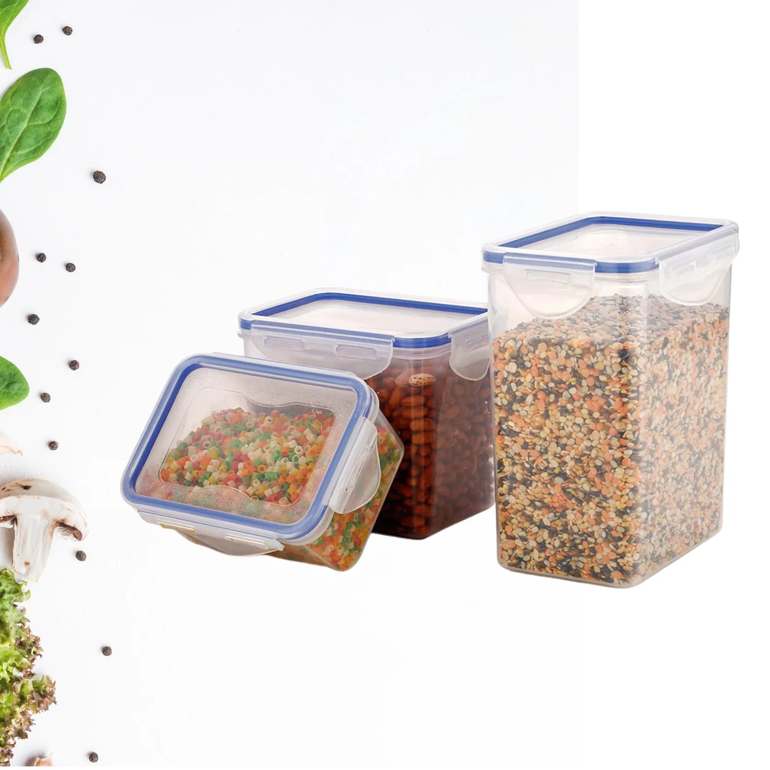Set of 3 Rectangular Airtight Food Storage Containers with Lids - Image 3