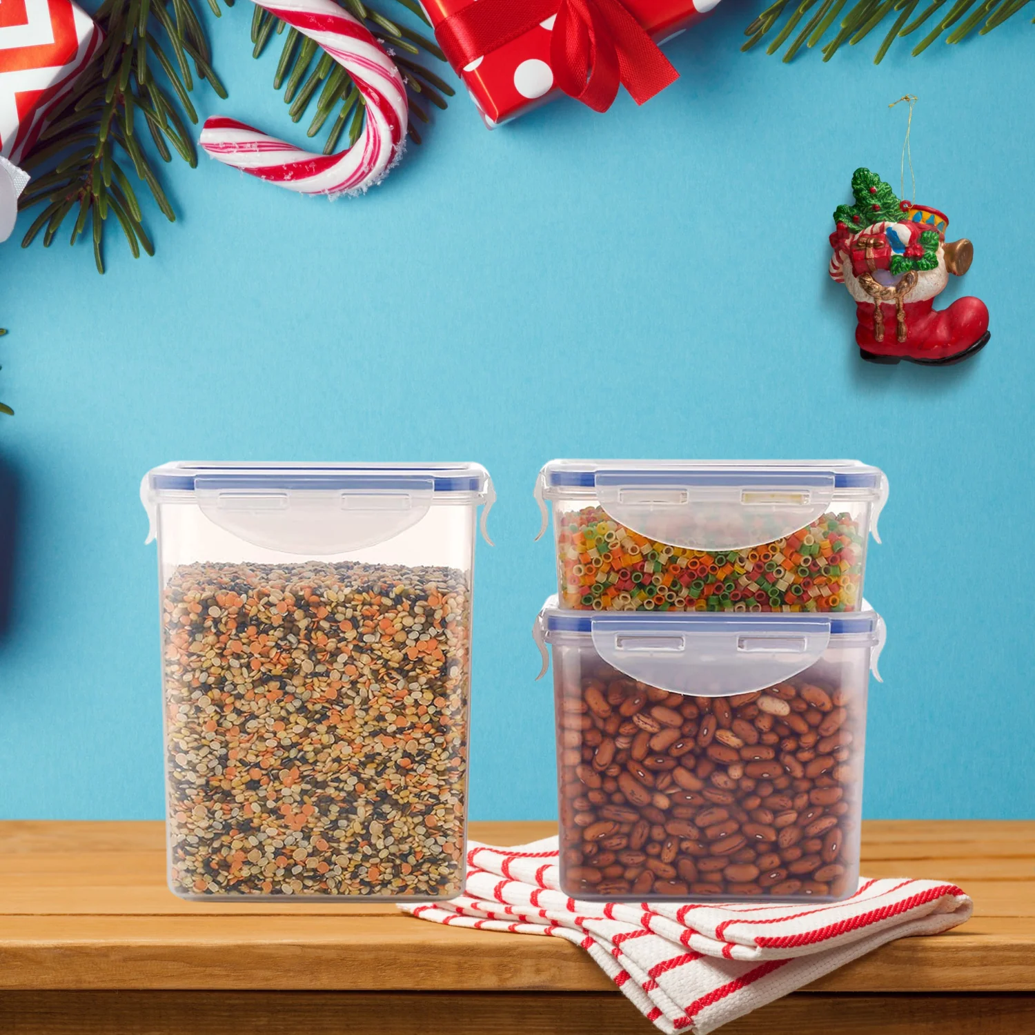 Set of 3 Rectangular Airtight Food Storage Containers with Lids - Image 7