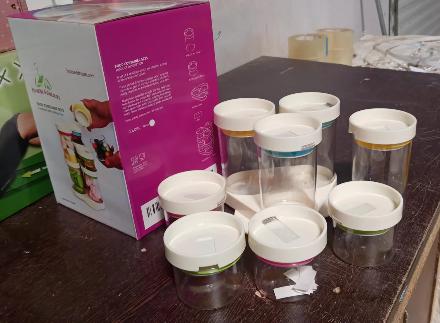 Multipurpose Plastic Transparent Storage Containers Masala Box Dabba Spice, Plastic Masala Spices Container Set Capacity With Airtight Lid Kitchen Pantry Organizer For Salt Mukhwas Box With Tray (8 Pc Set) - Image 7