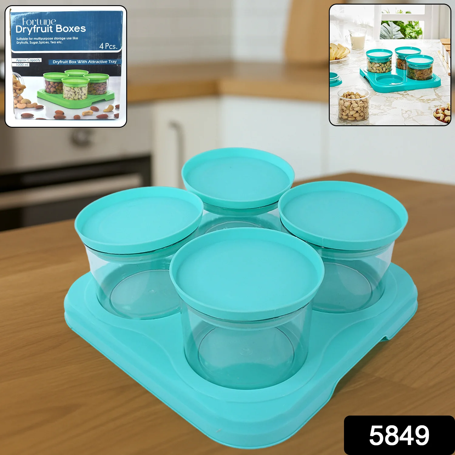 Airtight Container Jar 4 Pc Set with Tray for Kitchen - Image 2