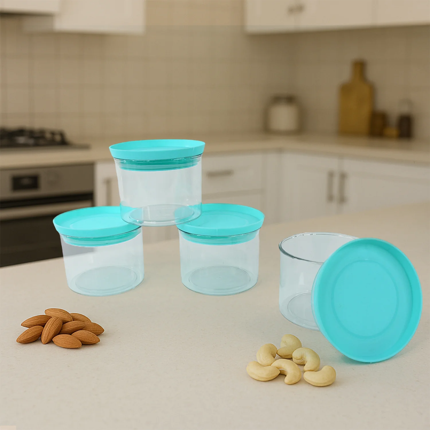 Airtight Container Jar 4 Pc Set with Tray for Kitchen - Image 4