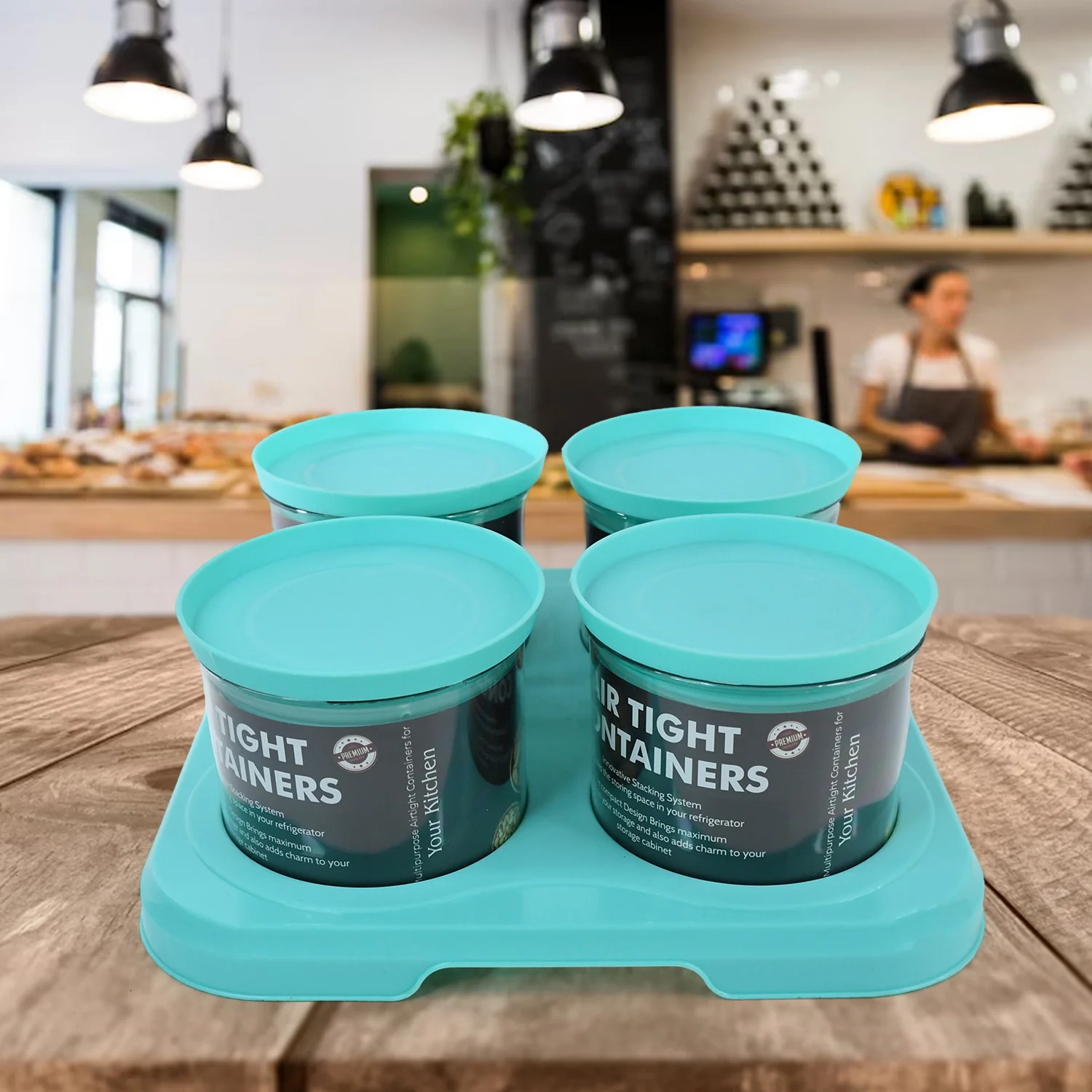 Airtight Container Jar 4 Pc Set with Tray for Kitchen - Image 6