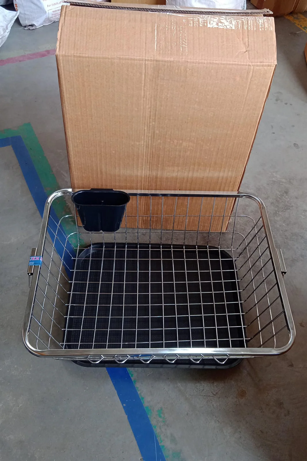 Dish Drainer Rack  With Drip Tray Stainless Steel Dish Drainer Rack with Drip Tray, Utensil Drying Stand for Kitchen Plate Rack Bartan Basket for Kitchen Utensils/Dish Drying Rack with Drainer/Bartan Basket/Plate Stand ( 57 x 45 x 19 cm) - Image 7