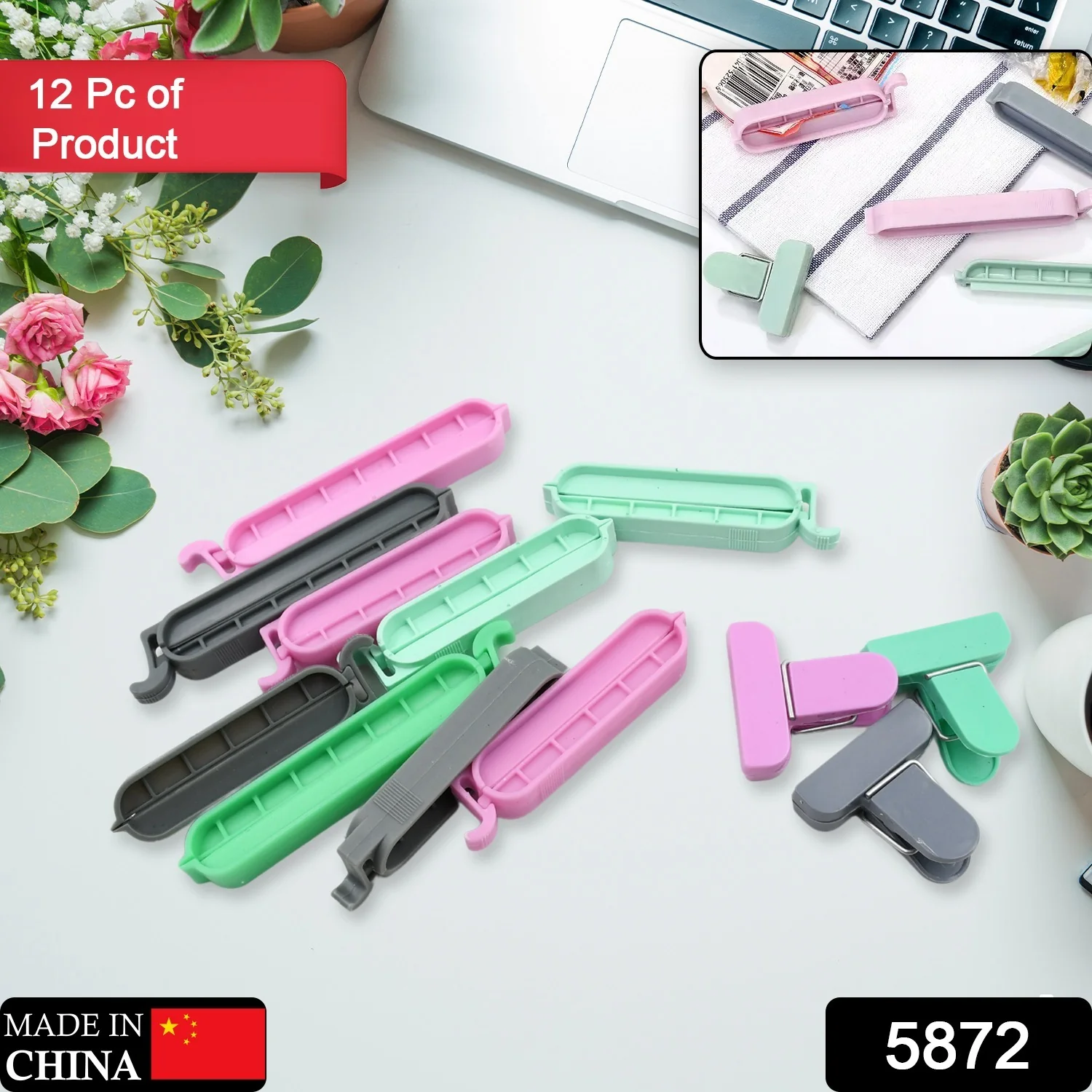 12 Pieces Food Clips, Plastic Food Bag Clips Reusable Bag Clips - Image 2