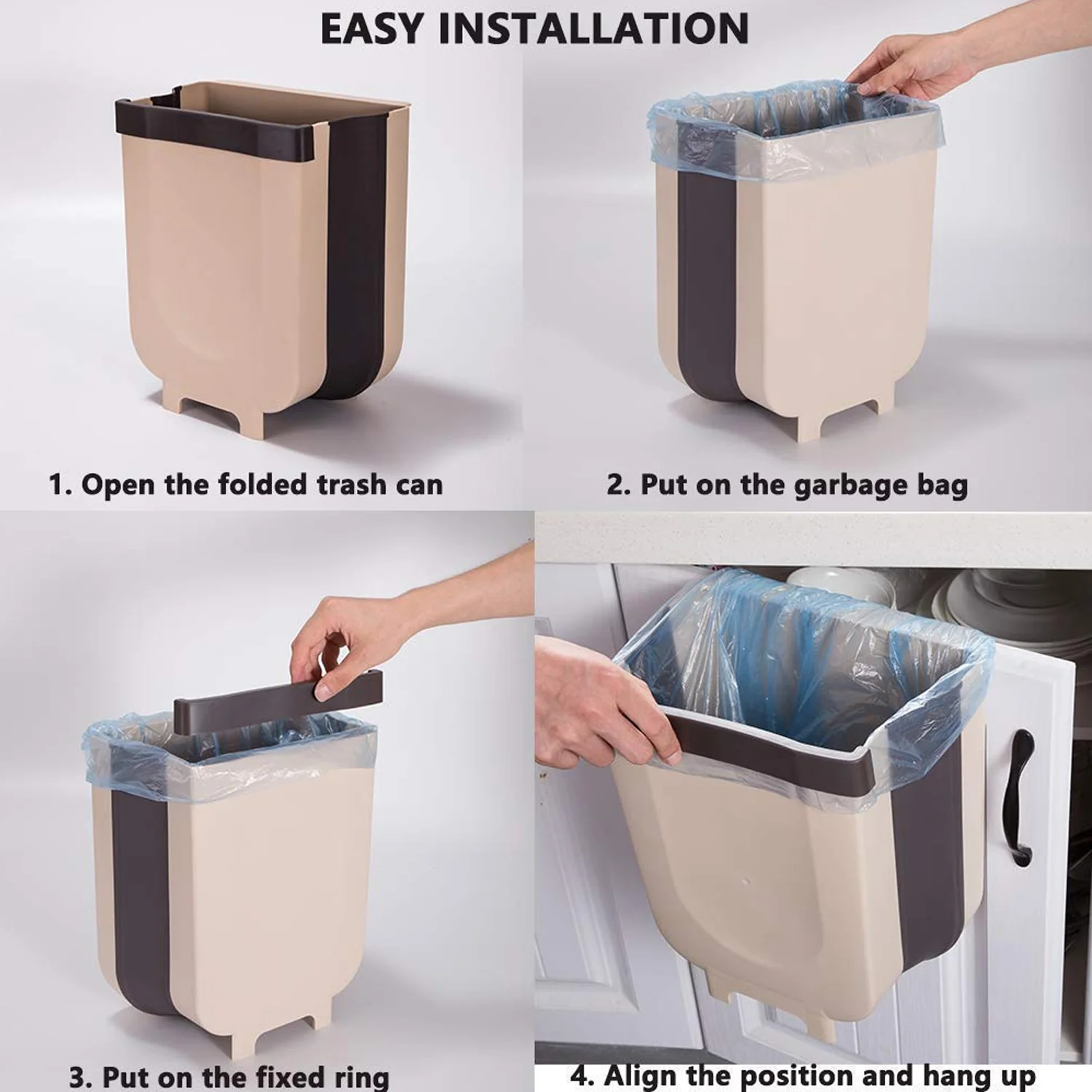 Hanging Trash Can for Kitchen Cabinet Door, Hanging Trash Holder for Bathroom Office - Image 3