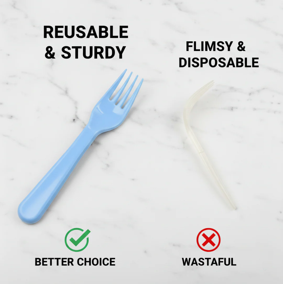 Reusable Heavy Weight Plastic Forks Serving Fork Set for Kitchen Travel Home 5 Pc - Image 4