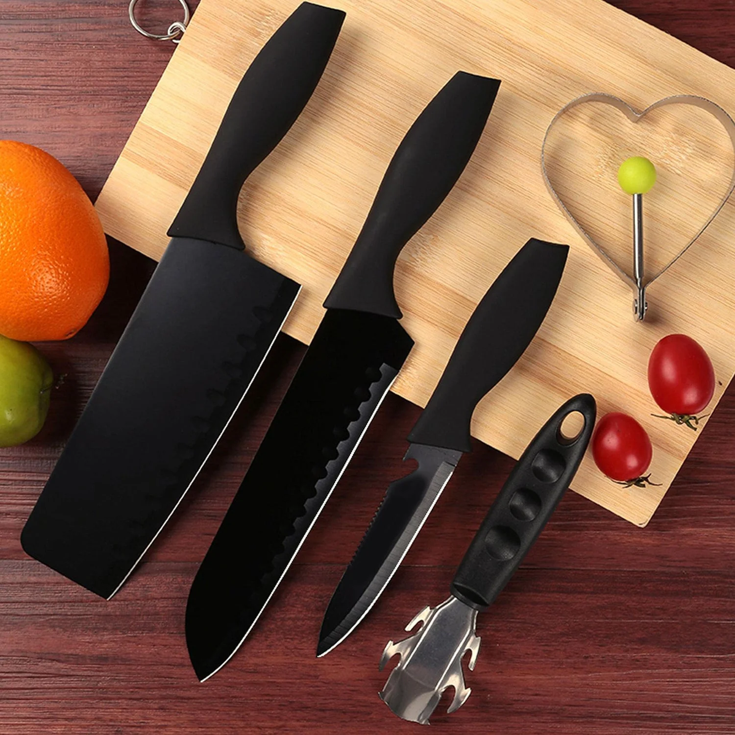 Stainless Steel Chef Knife Set, 5pc Kitchen Cutlery - Image 4
