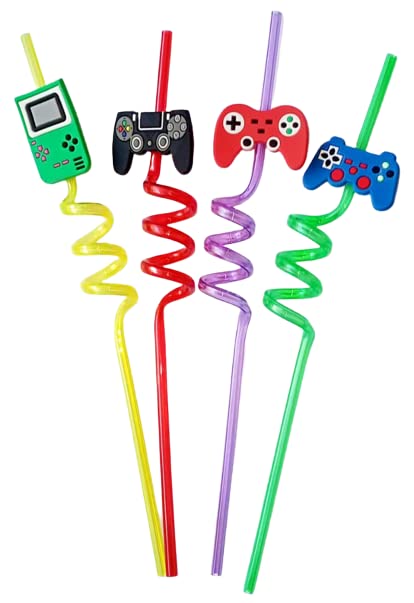Plastic Straws Reusable Drinking Straws (4 pc Set / Mix design) - Image 3