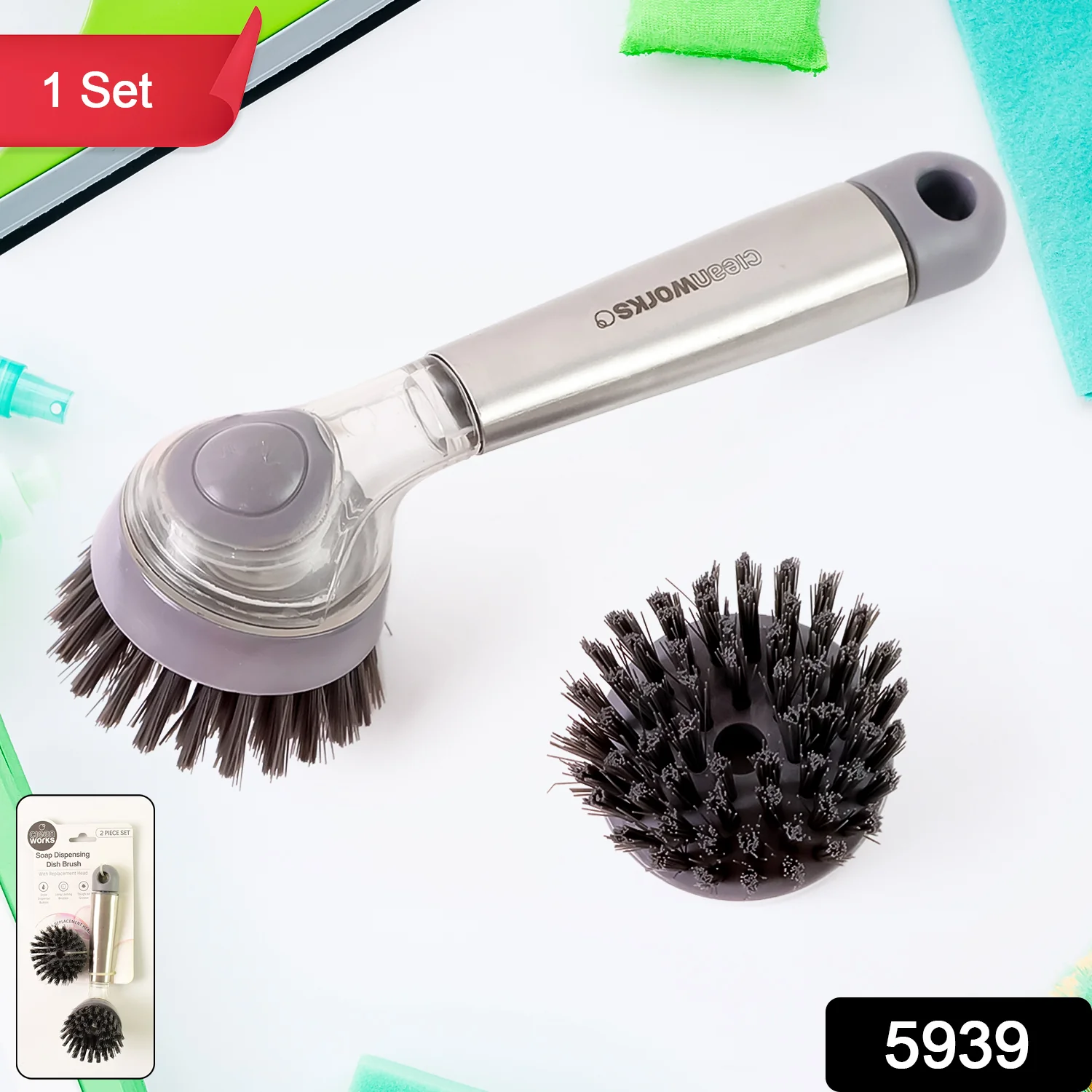 Cleaning Brushes Set – Scrub Brush, Bathroom Brush, Long Handle Pot Washing Brush - Image 2