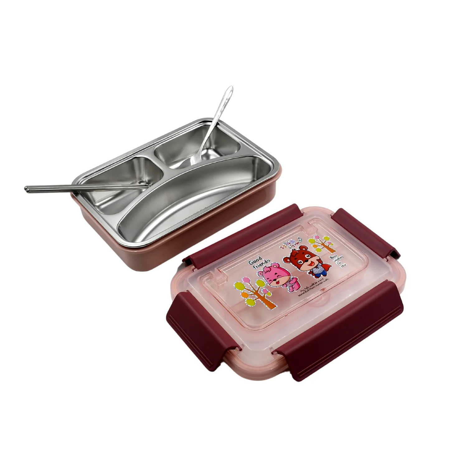 Kids Lunch Box with Steel Spoon & Chopsticks – Food-Safe & Durable - Image 4