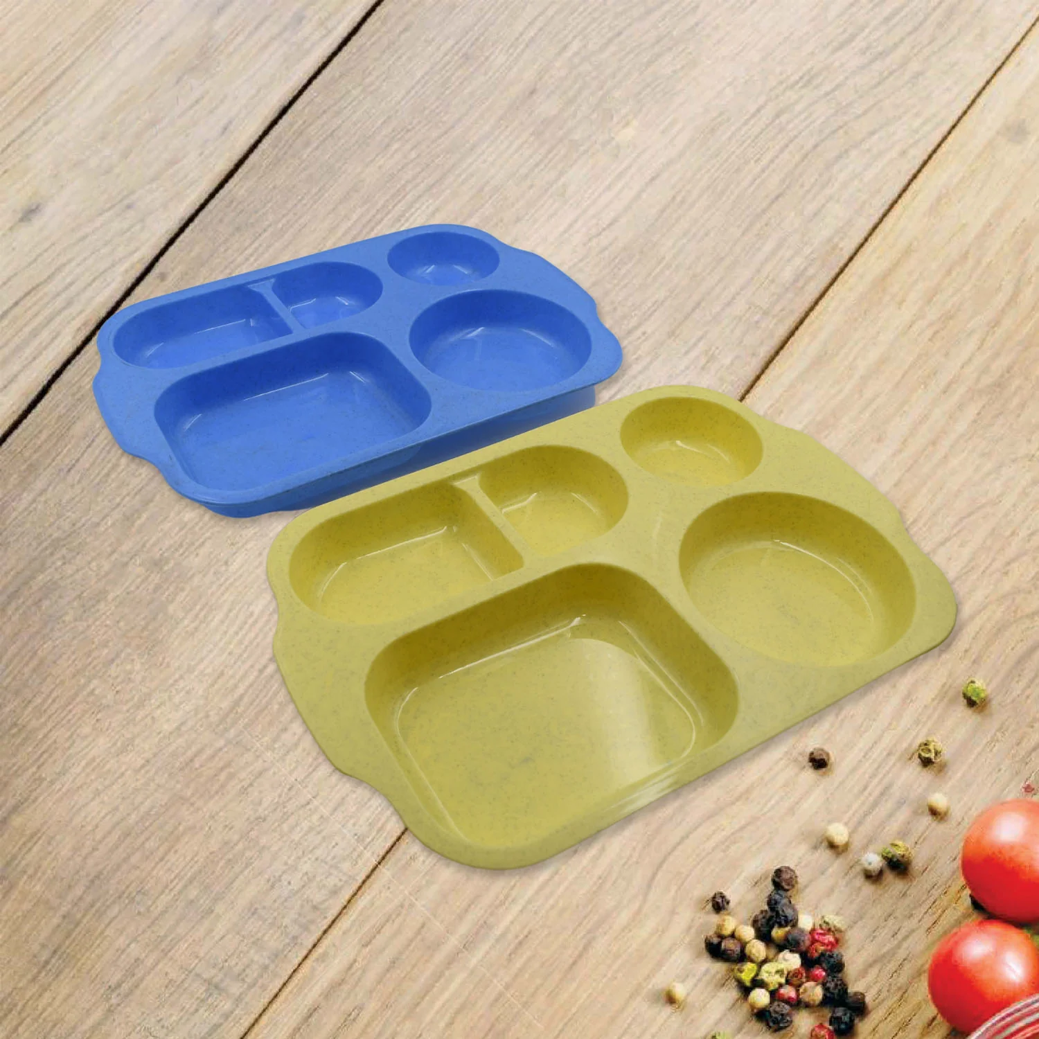 Divided Plates (32 CM, 5 Compartments) Shatterproof Microwave-Safe Tableware - Image 8