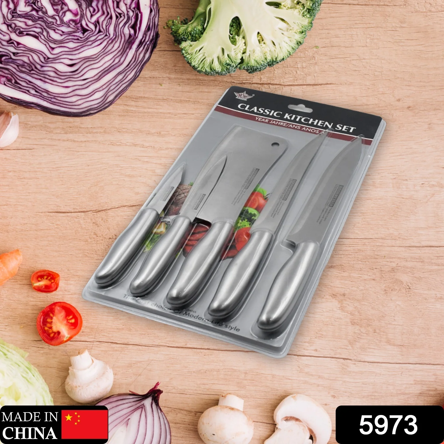 Big Size Professional Sharp Durable Quality Pack of 5 Kitchen Knives Set (5 Pc Set) - Image 2