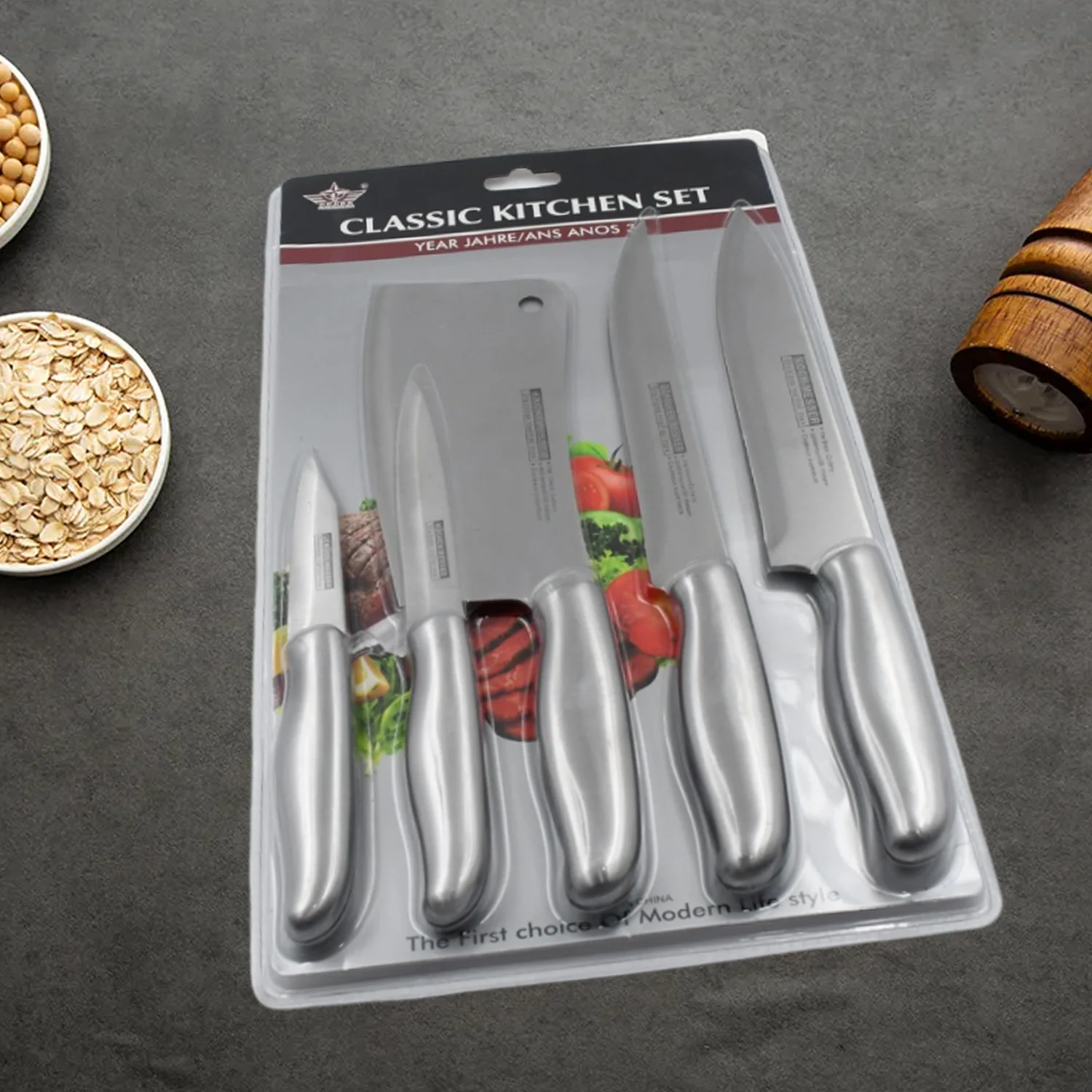 Big Size Professional Sharp Durable Quality Pack of 5 Kitchen Knives Set (5 Pc Set) - Image 7