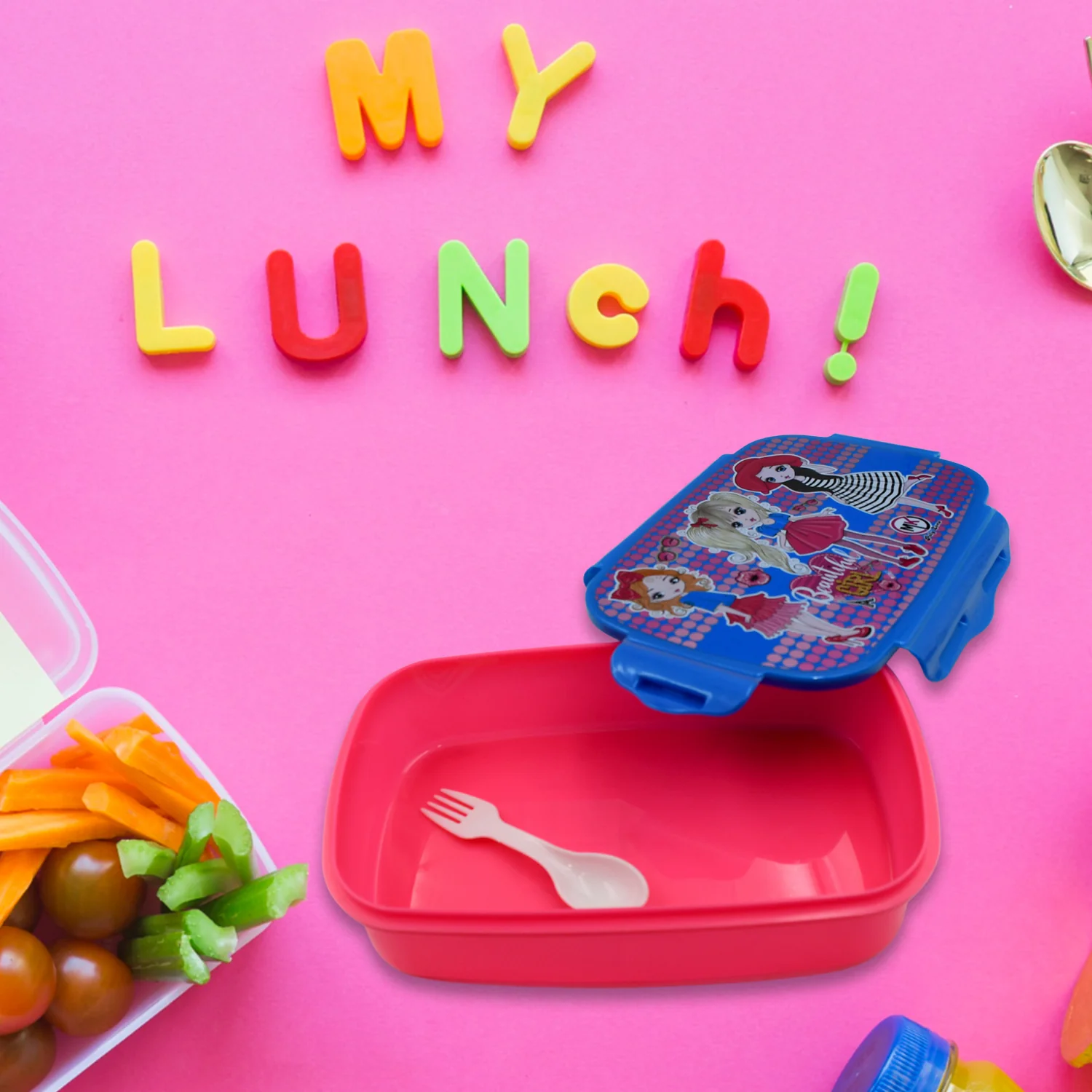 Cartoon Printed Lunch Box with Inner Box & Spoon for Kids School & Travel Use - Image 5