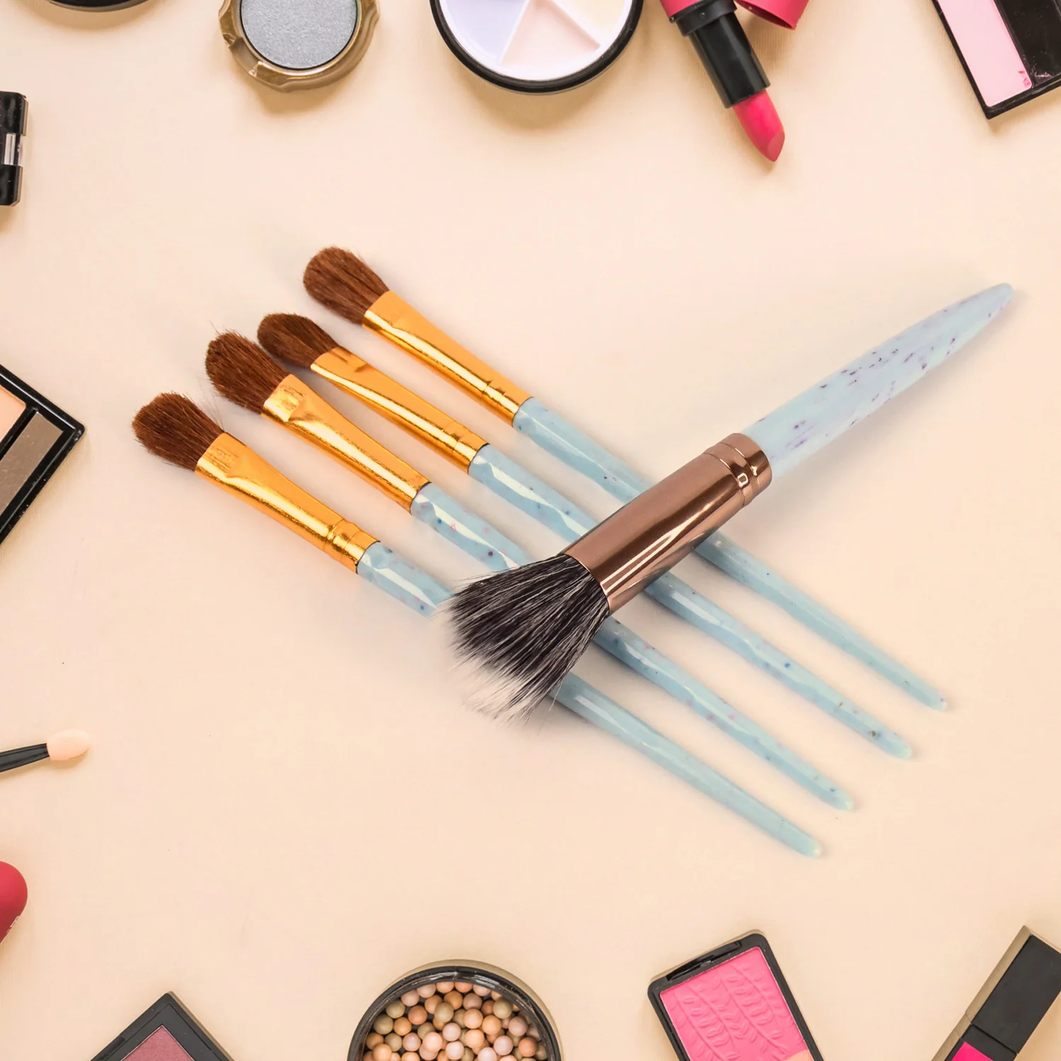 5pc Makeup Brush tools kit (5 Pcs Set / Mix Color) - Image 10