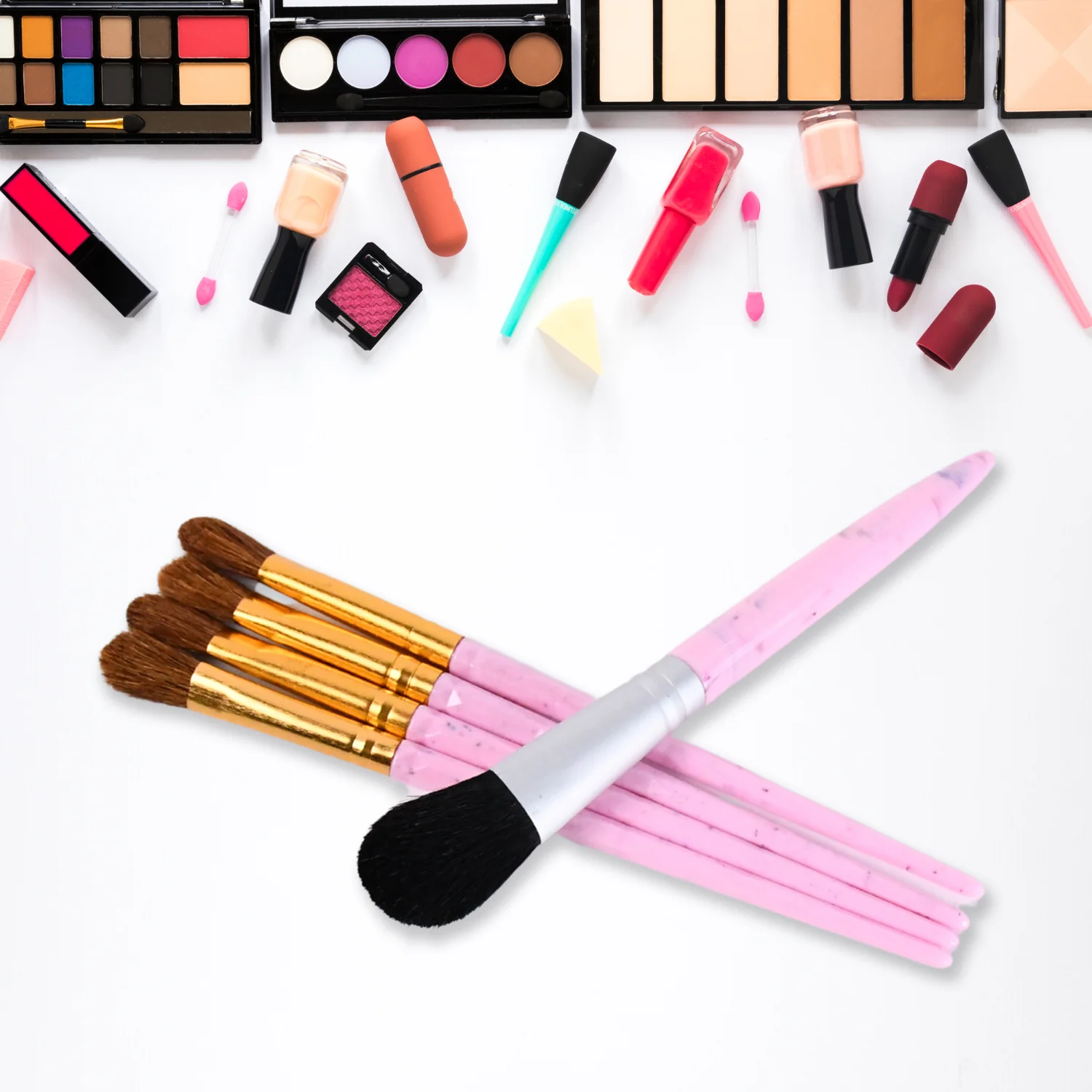 5pc Makeup Brush tools kit (5 Pcs Set / Mix Color) - Image 4