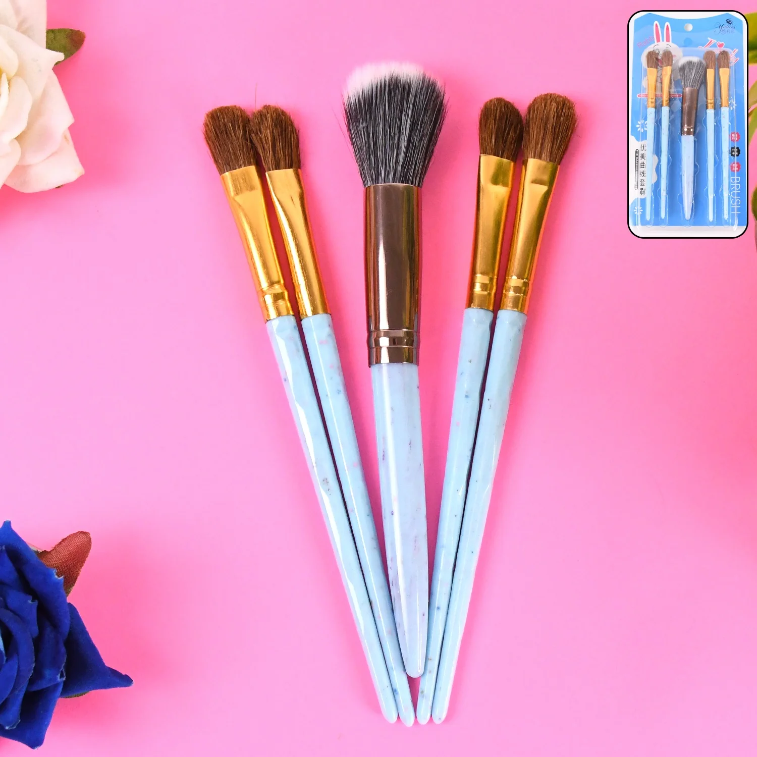 5pc Makeup Brush tools kit (5 Pcs Set / Mix Color) - Image 7