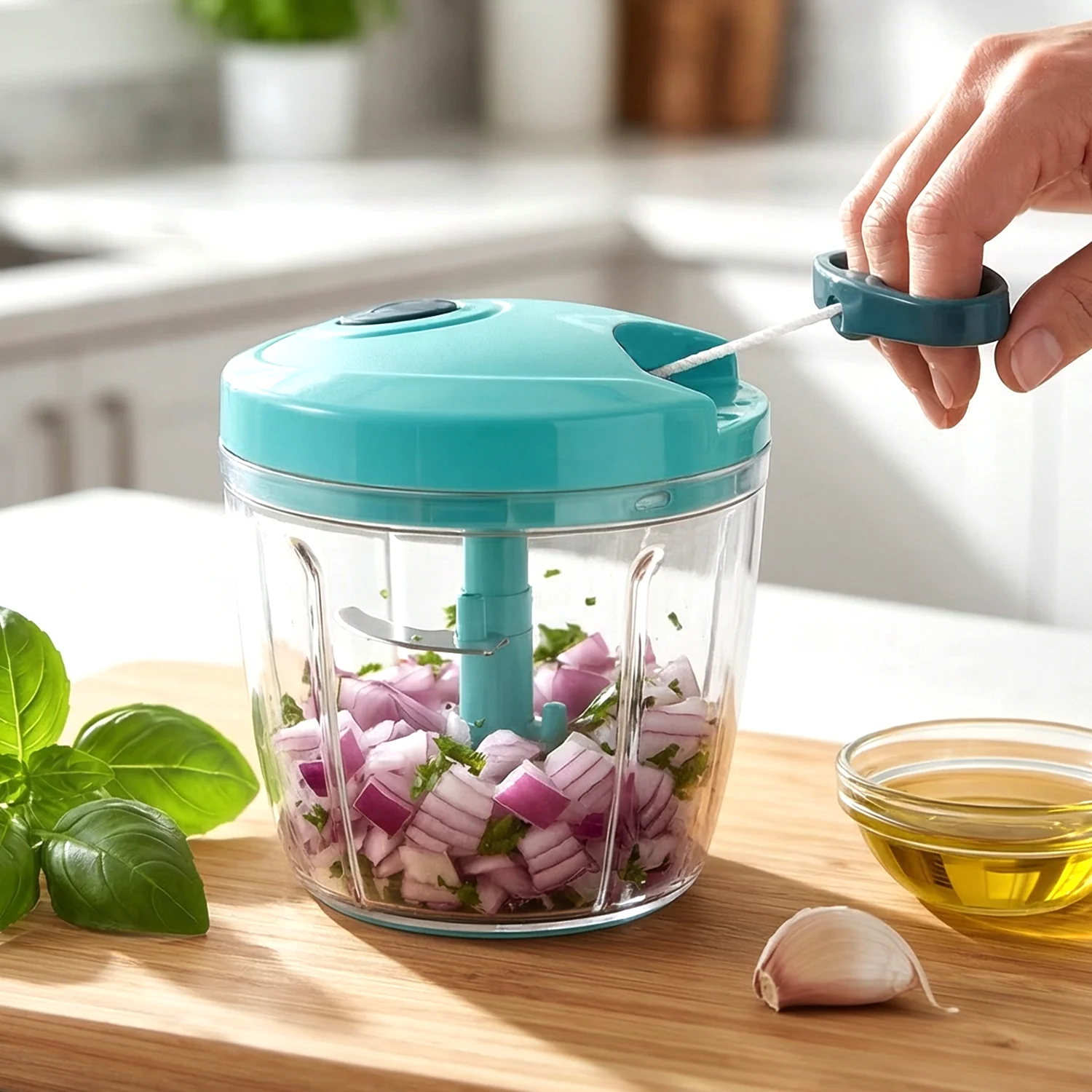 6 BLADE 2IN1 MANUAL FOOD CHOPPER (900Ml) - Image 4