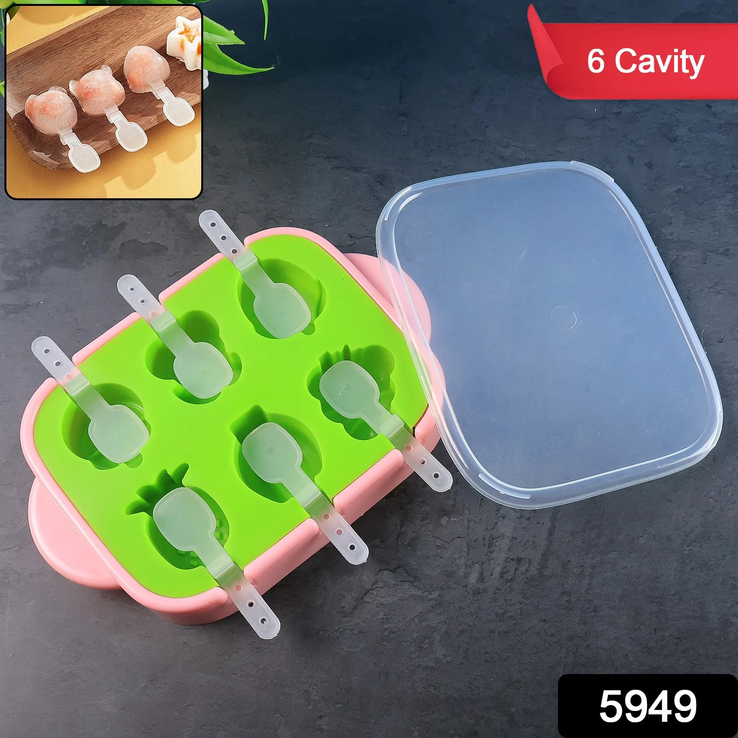 6-Cavity Silicone Ice Cream and Popsicle Mold Tray (1 Set) - Image 2