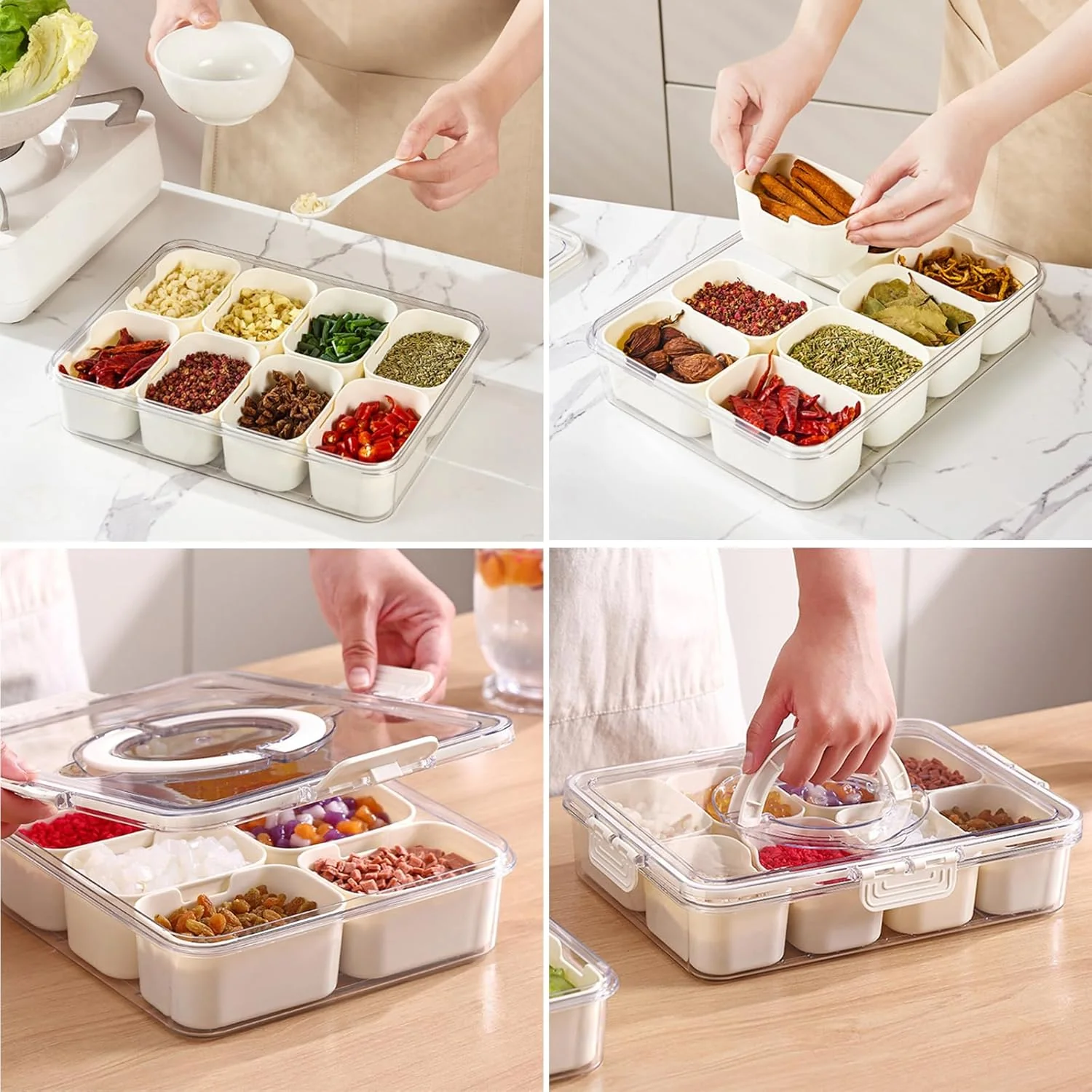 6-Compartment Fridge Storage Box with Lid - Image 10