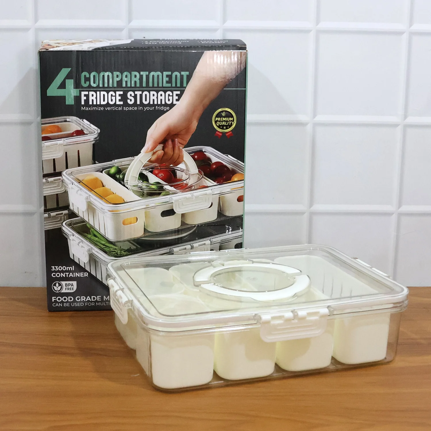 6-Compartment Fridge Storage Box with Lid - Image 11