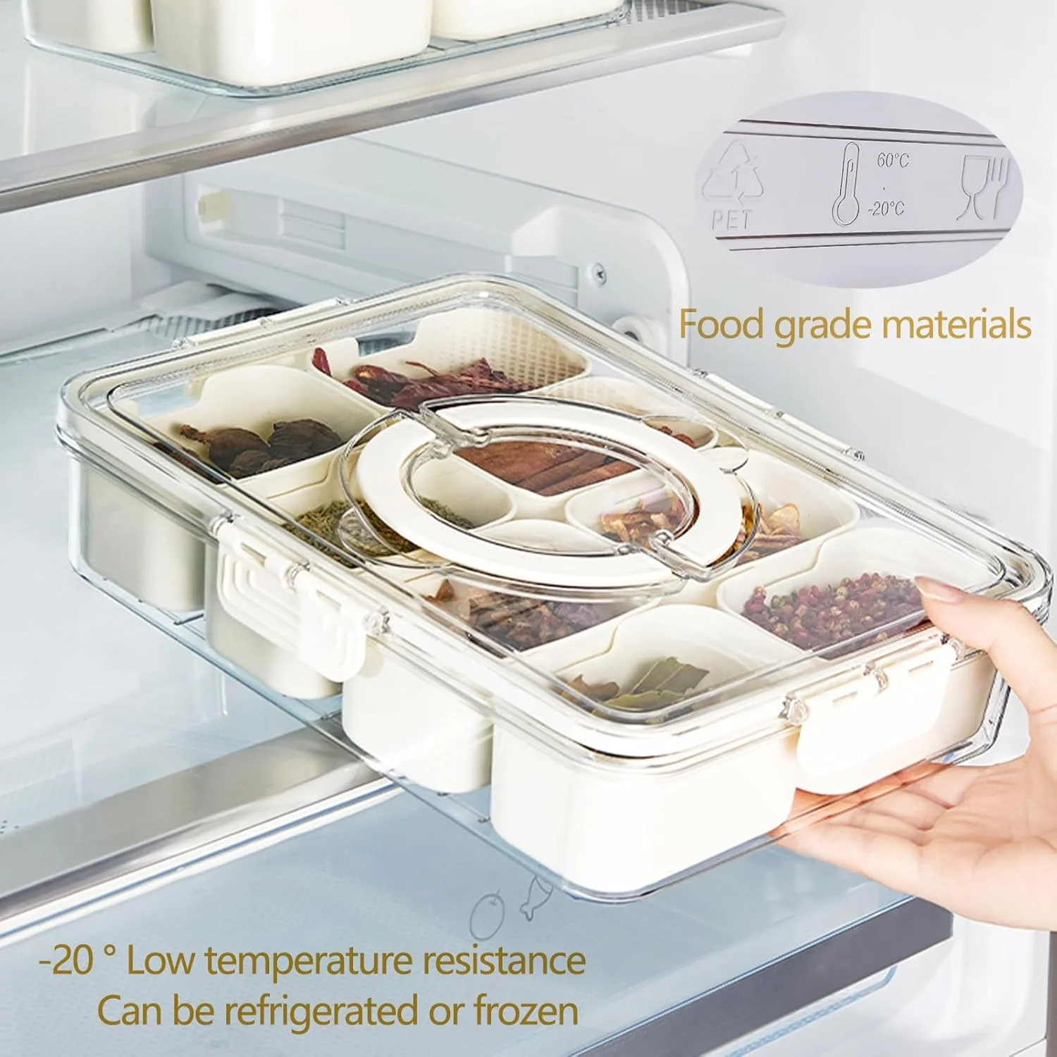 6-Compartment Fridge Storage Box with Lid - Image 3