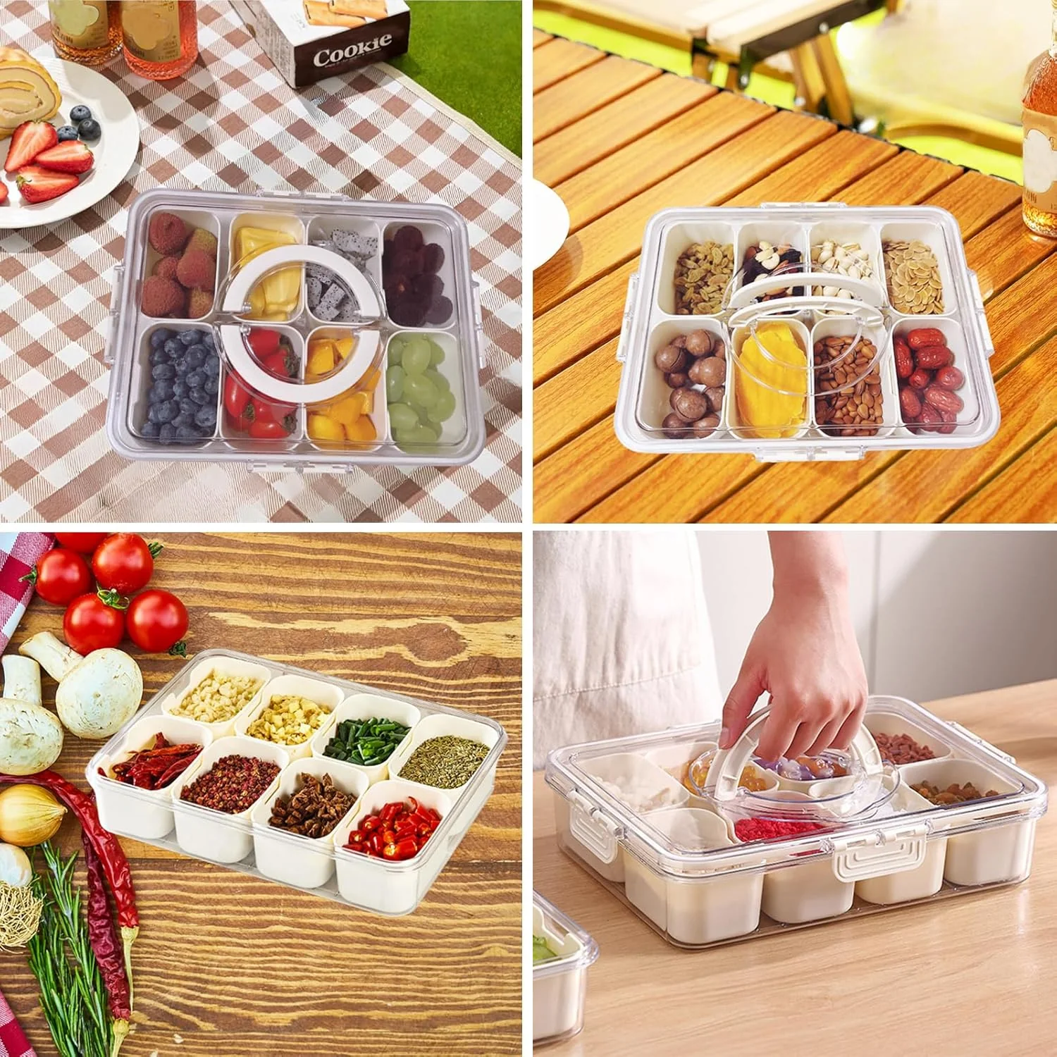 6-Compartment Fridge Storage Box with Lid - Image 6