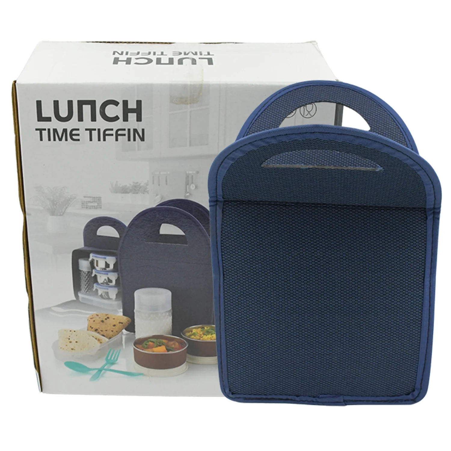 6In1 Tiffin Box-Lunch Box | 3 Stainless Steel Containers | Plastic lid Box | Spoon & Fork /Plastic Bottle | Insulated Fabric Bag | Leak Proof | Microwave Safe  for Office, College and School  (6 pcs) - Image 4