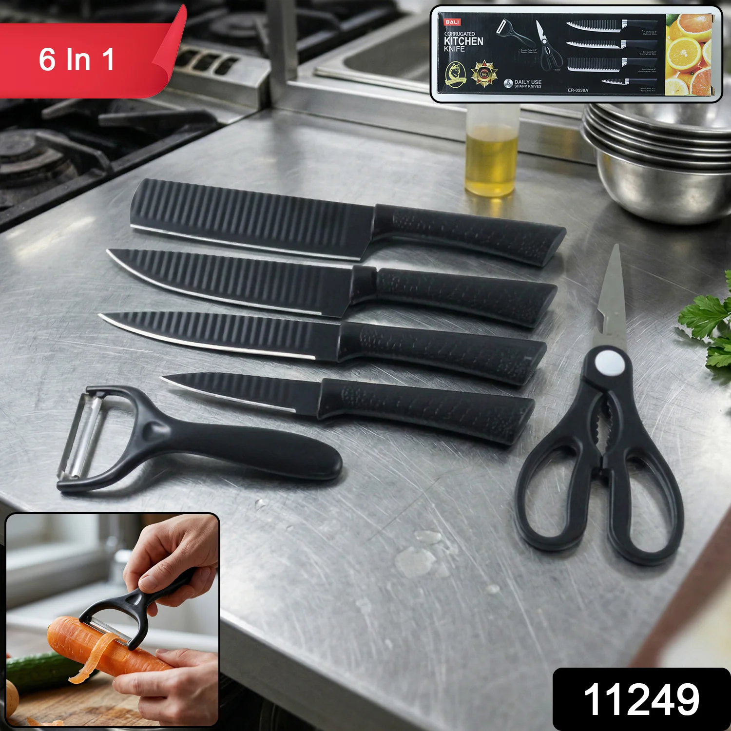 6 In 1 Premium Kitchen Knife Set (1 Set) - Image 2