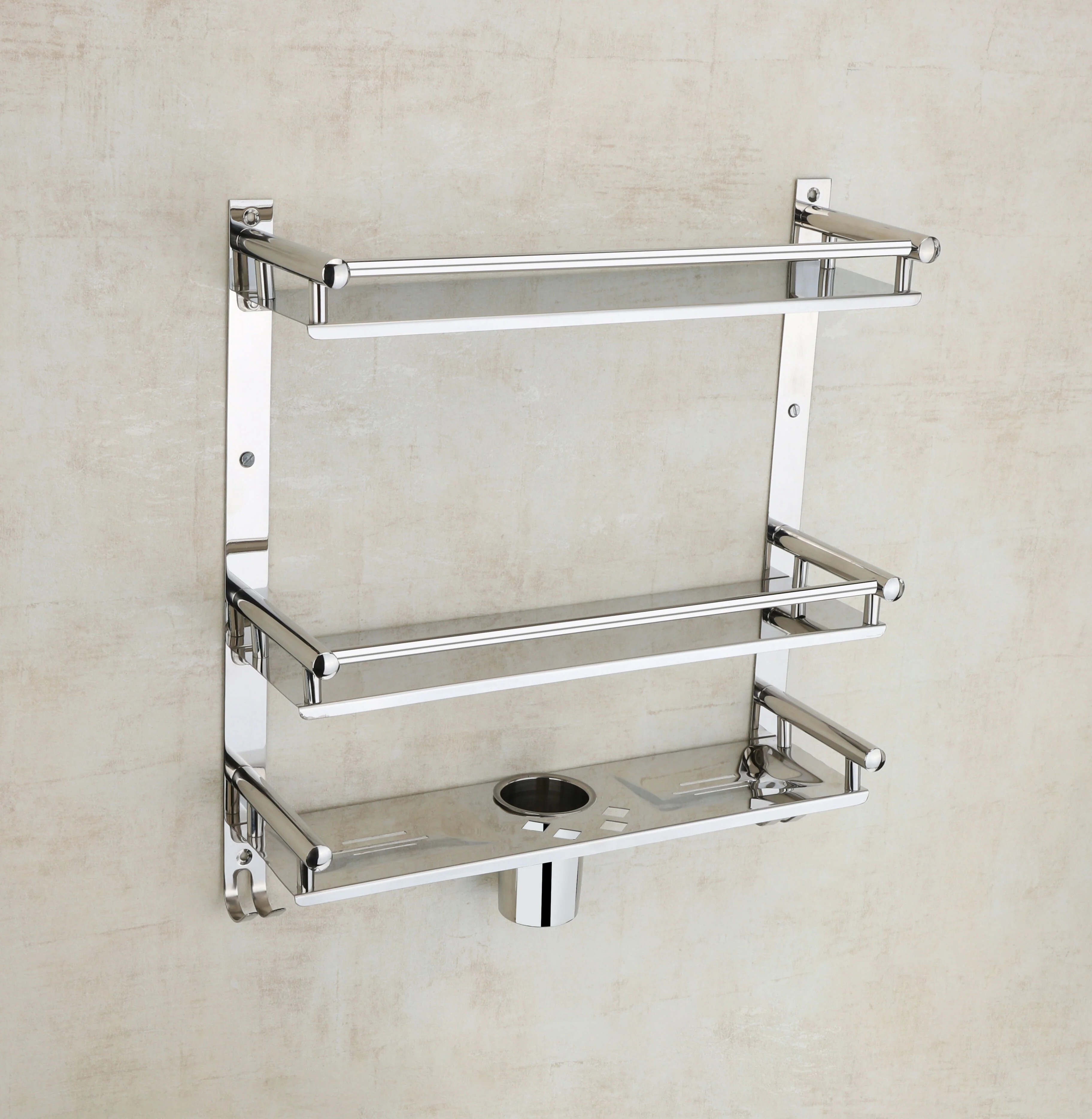 6 in 1 Wall Mounted Storage Shelf Organizer Rack for Bathroom & Kitchen Use - Image 3