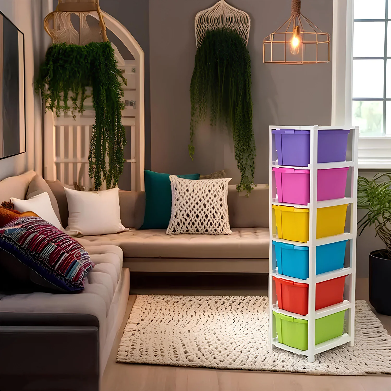 6-Layer Multi-Colored Plastic Storage Drawer Cabinet - Image 4
