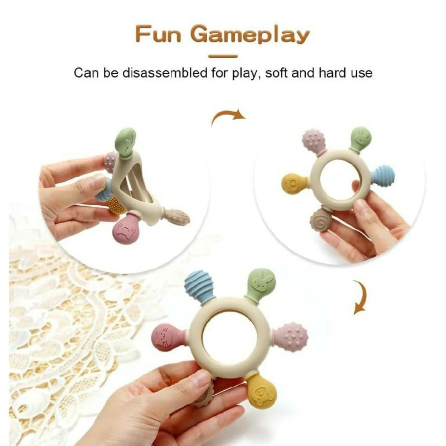 6 Multi color Finger Baby hand Teether - Image 4