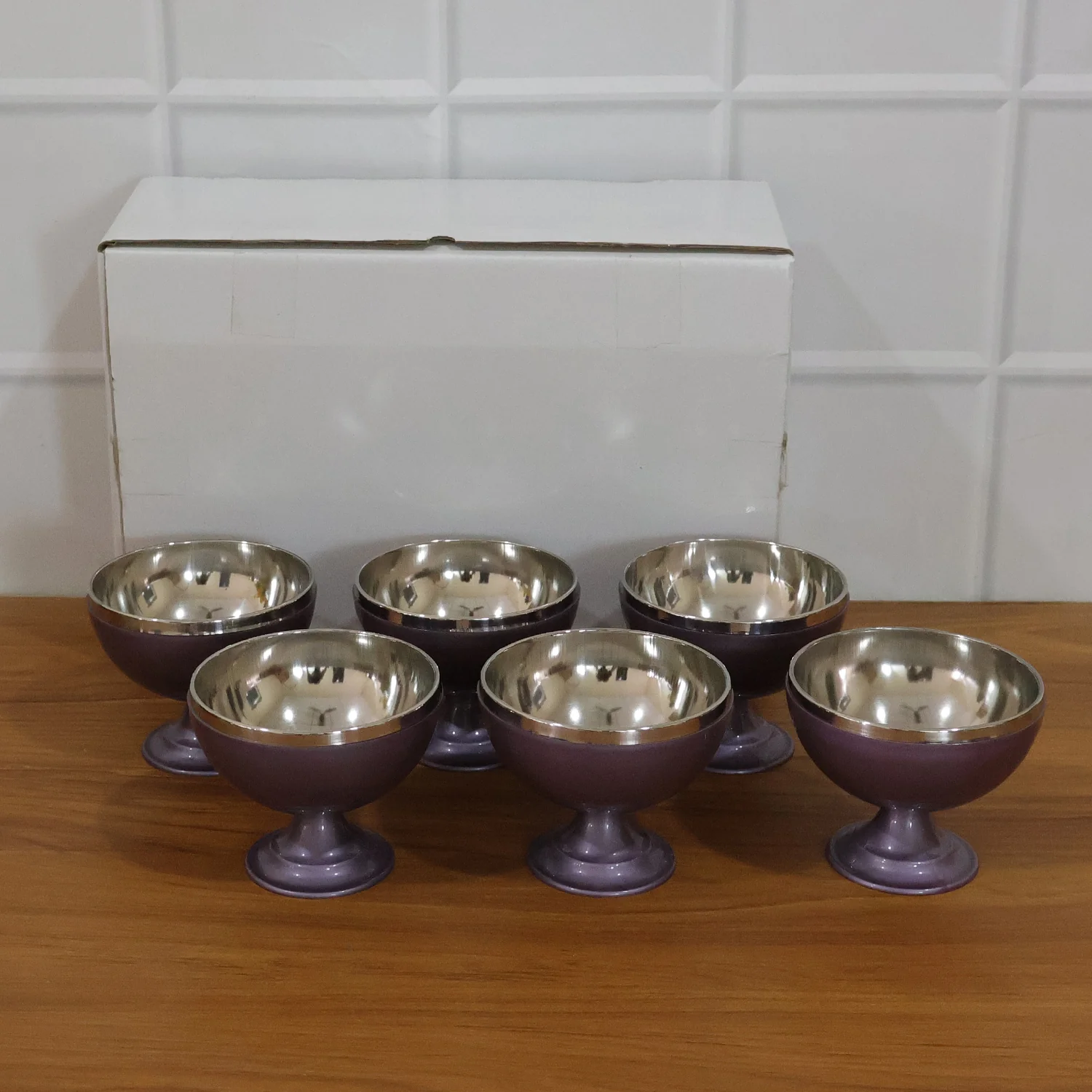 6 Pc Stainless Steel Dessert Bowl Cup Set with Stand - Image 9