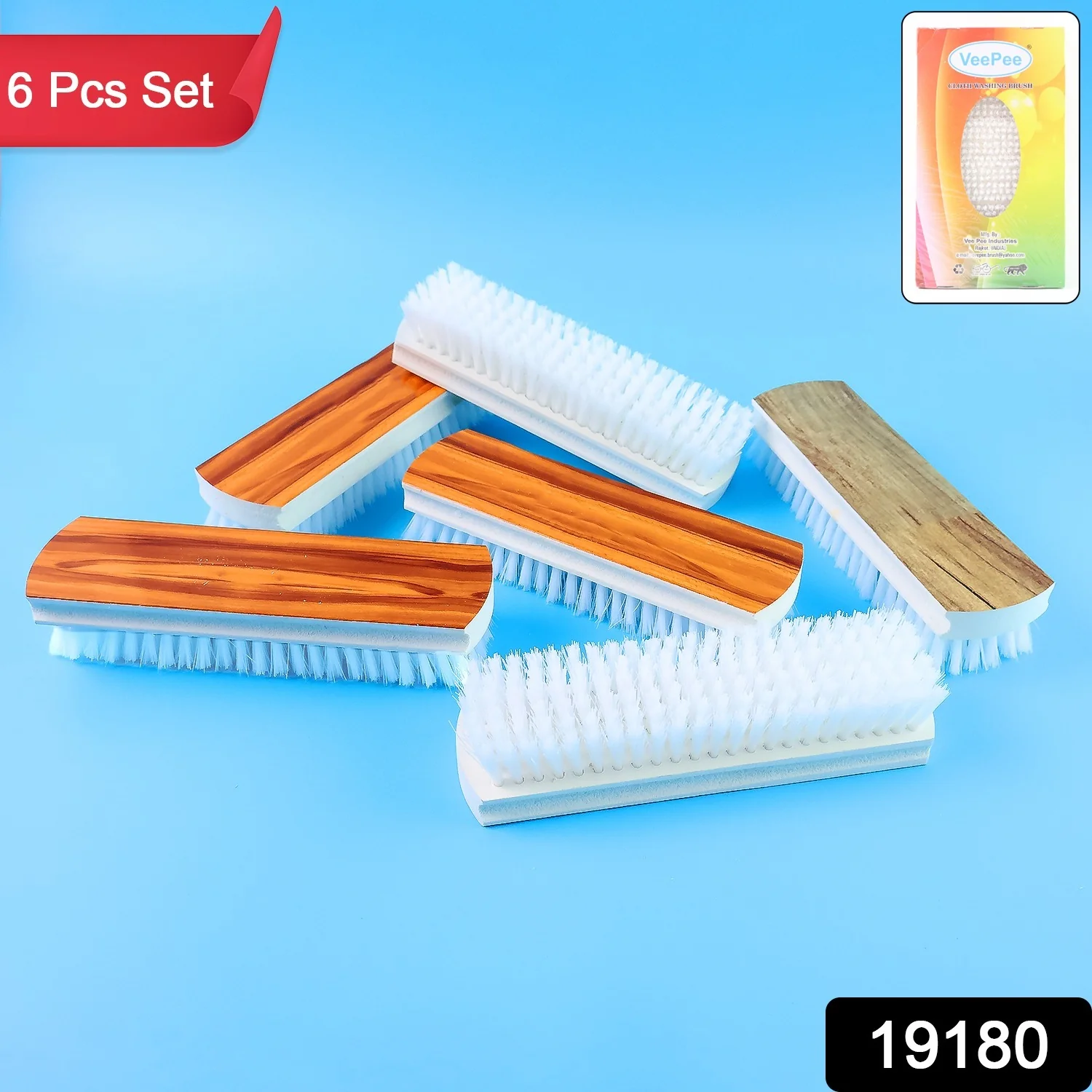 Veepee 6-Piece Washing and Cleaning Scrub Brush Set – (Multi-Color Bristles) - Image 11