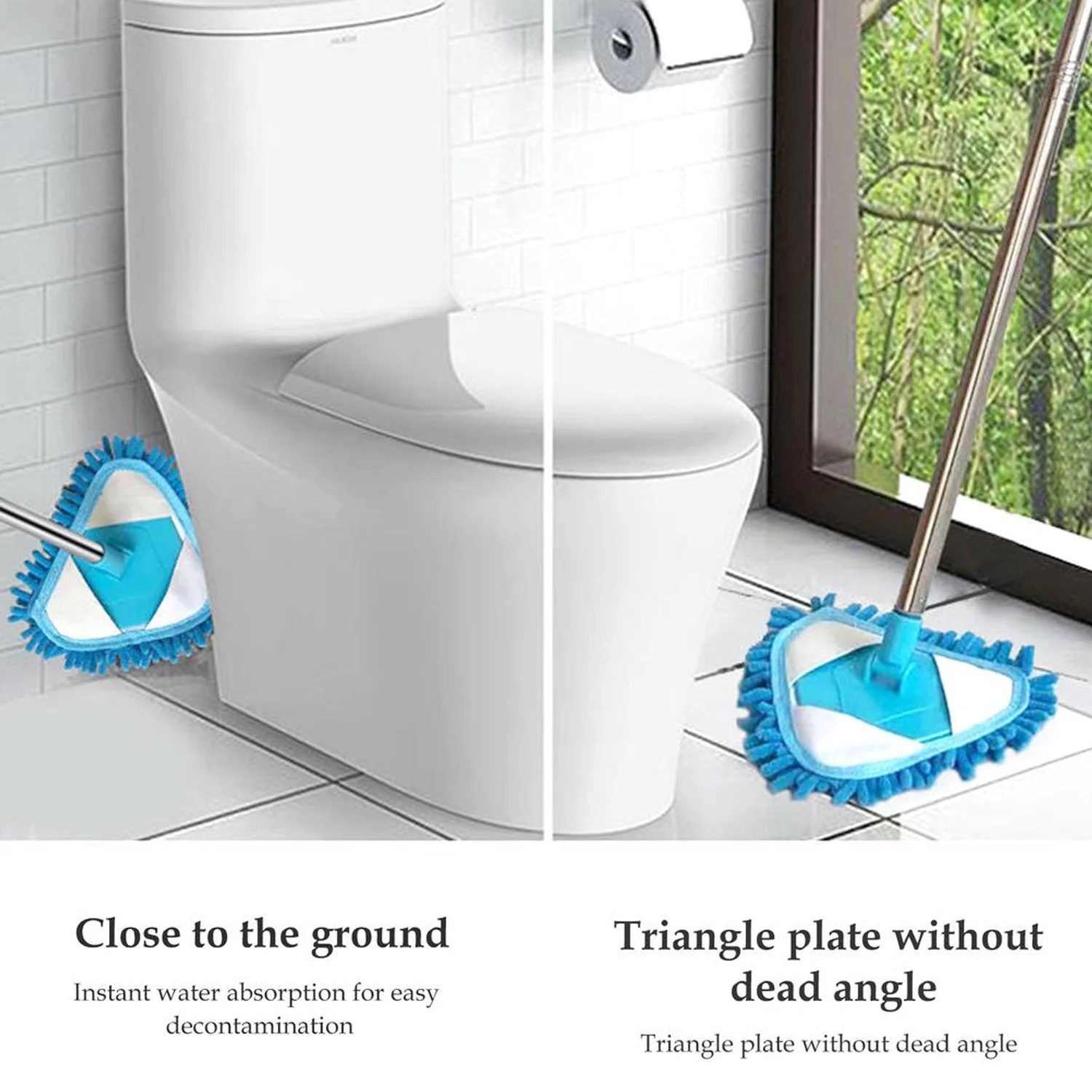 Stainless Steel Adjustable Triangle Mop for Cleaning Wet & Dry Floor Surfaces - Image 4