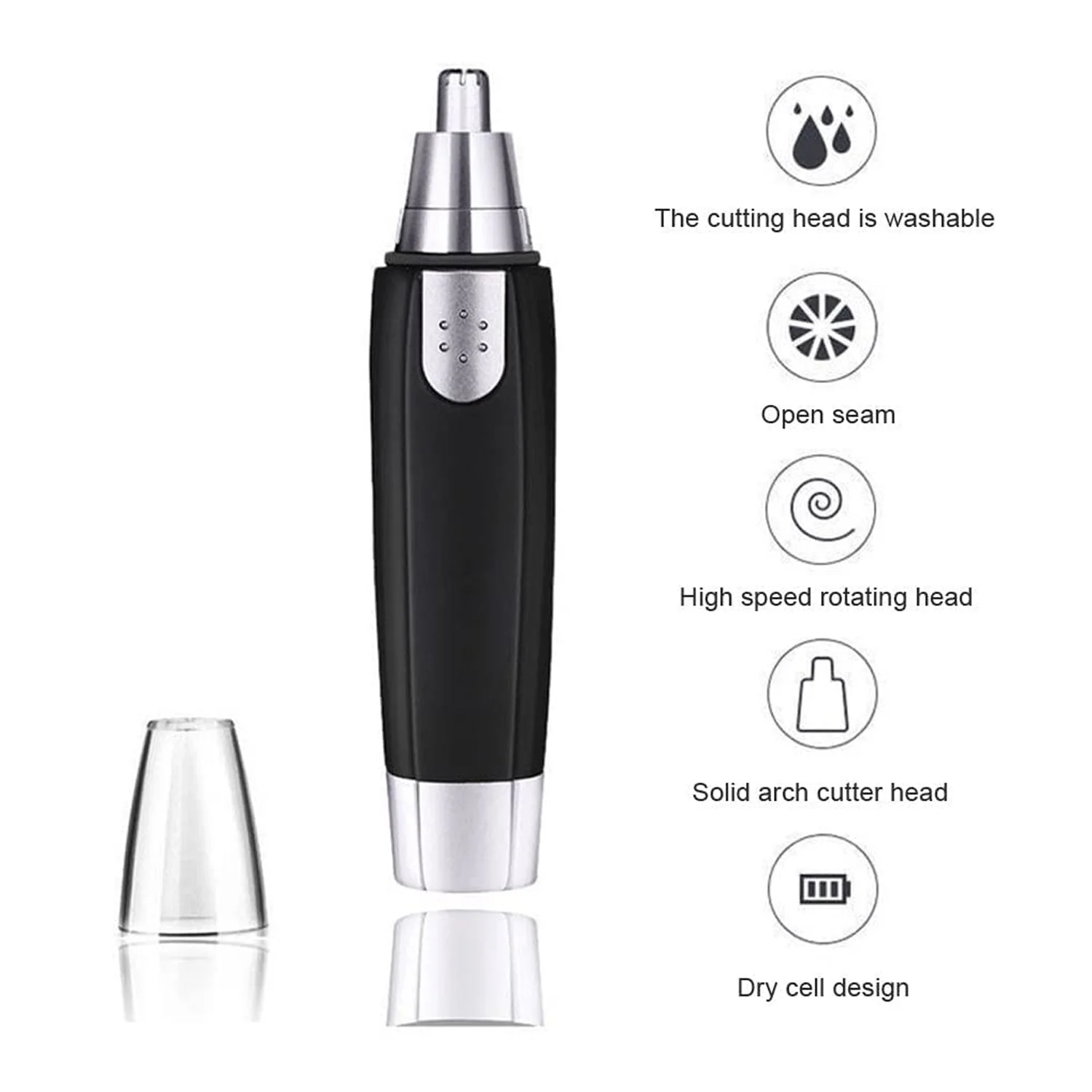 Sharp Steel Battery-Operated Ear and Nose Hair Trimmer - Image 8