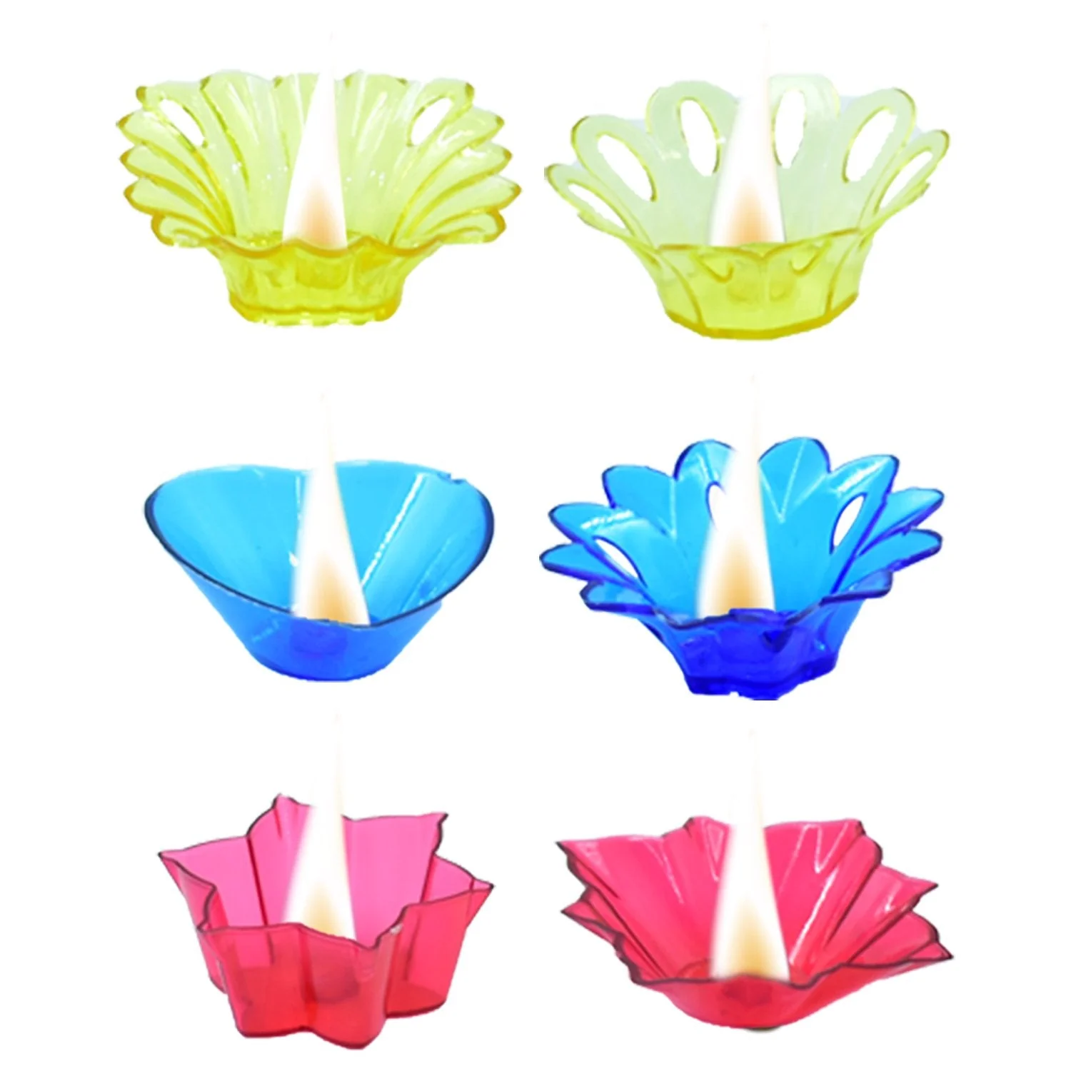 Plastic Candle Cup with Multi Shape Diwali Diya Cup, Diwali (Multicolor) (12 Pcs Set) - Image 4