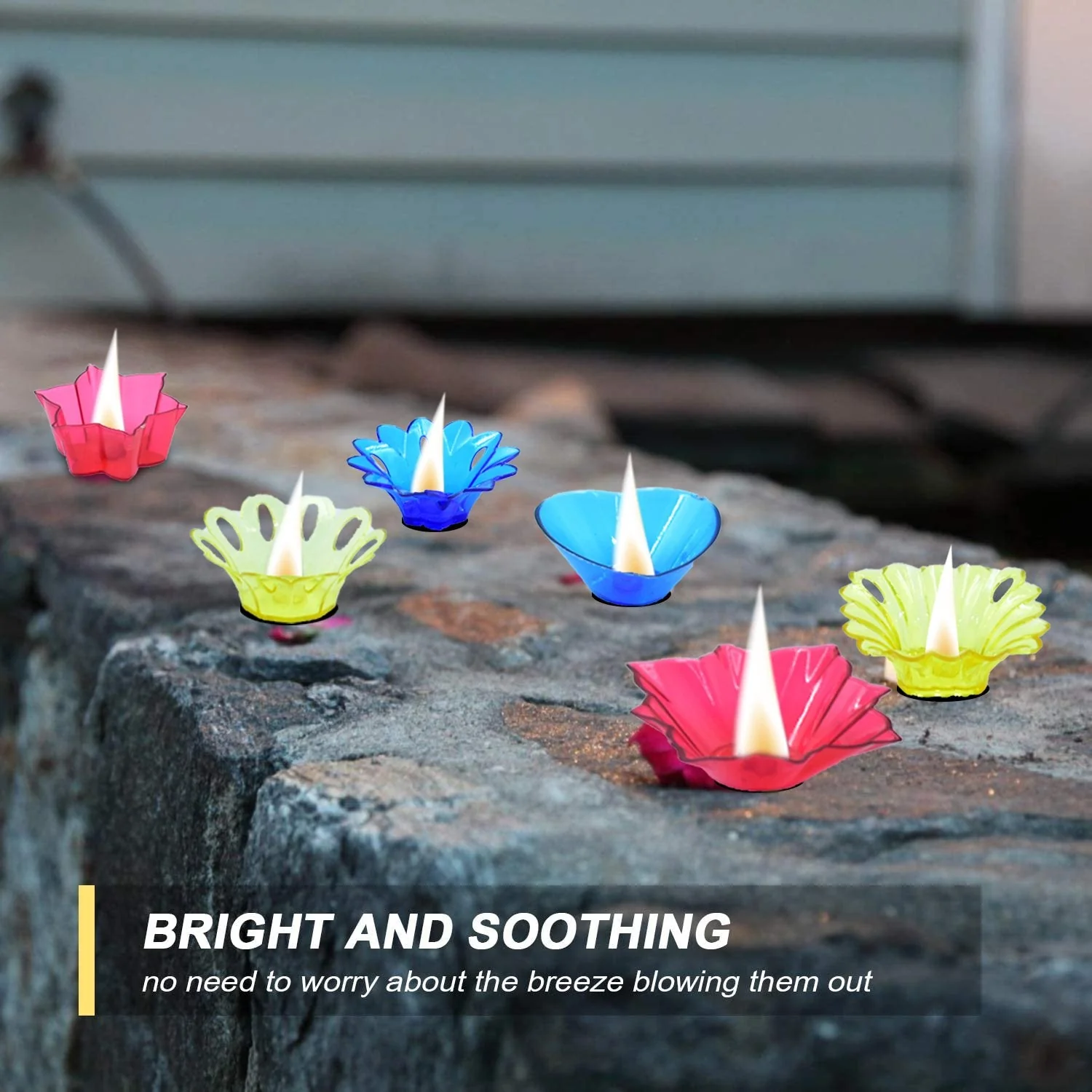 Plastic Candle Cup with Multi Shape Diwali Diya Cup, Diwali (Multicolor) (12 Pcs Set) - Image 5