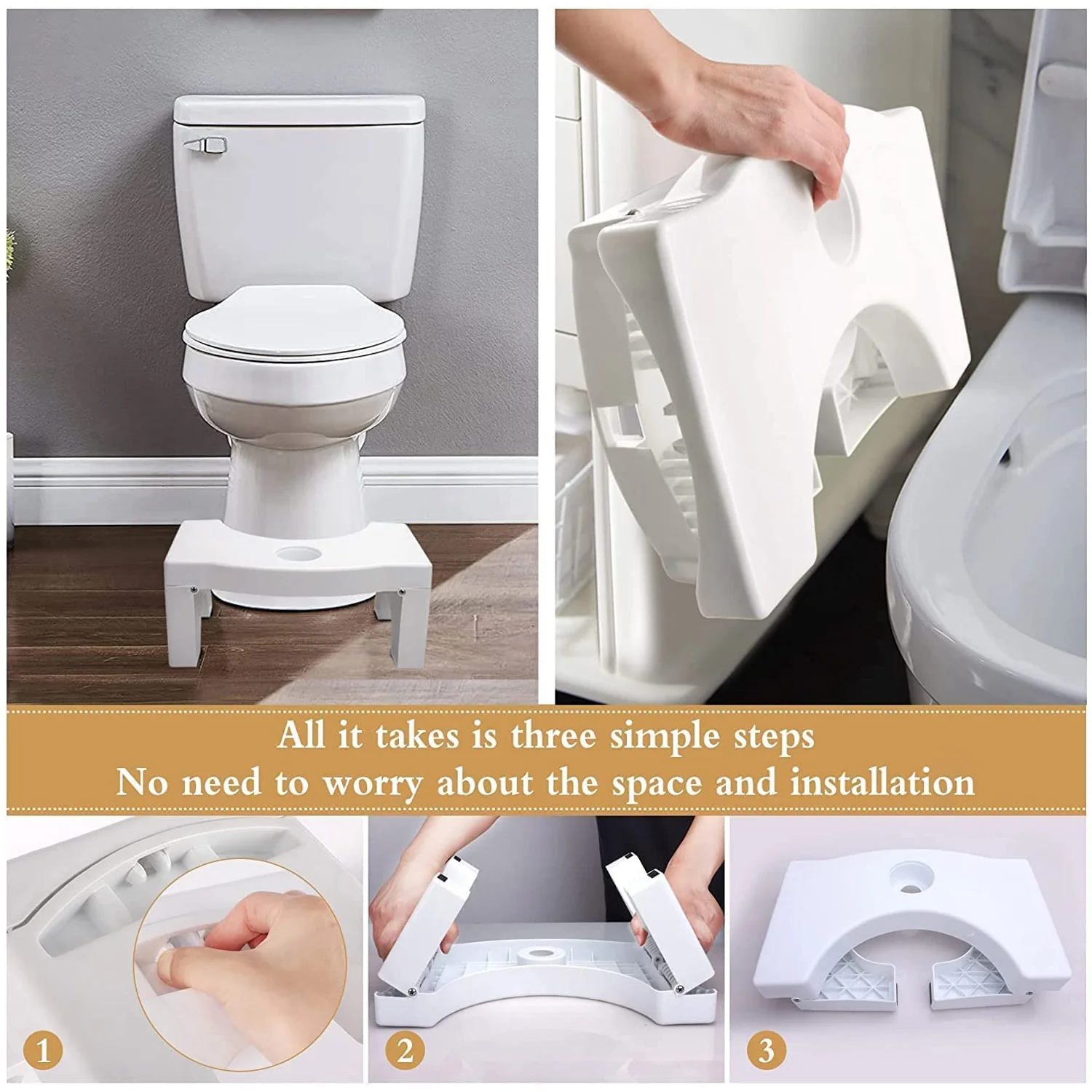 Plastic Non-Slip Folding Toilet Squat Stool - Image 4