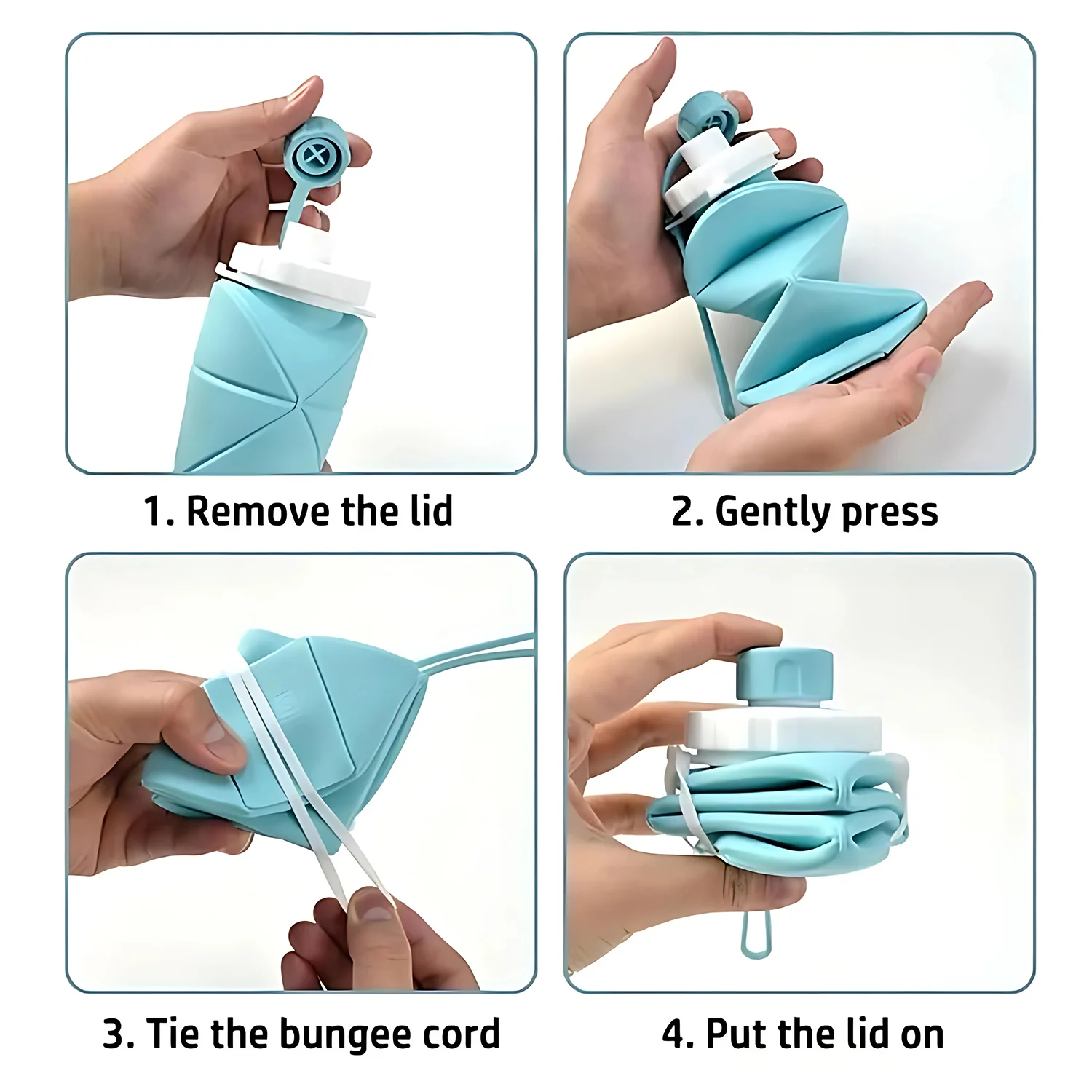 600ml Collapsible Silicone Water Bottle for Travel, Sports, Gym & Office (1 Pc) - Image 3