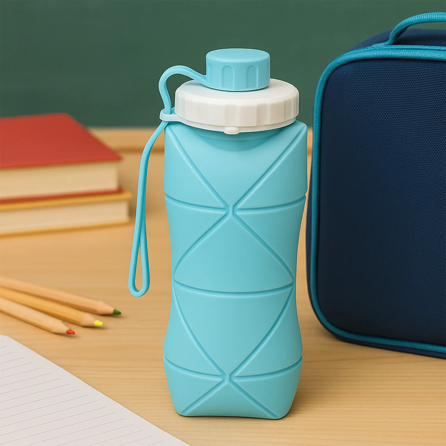 600ml Collapsible Silicone Water Bottle for Travel, Sports, Gym & Office (1 Pc) - Image 4